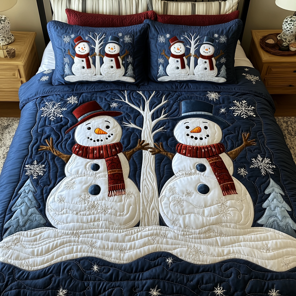 Snowflake Haven Quilted Bedding Set Snowman Christmas Gifts Snowflake Haven Quilted Bedding Set Snowman Christmas Gifts