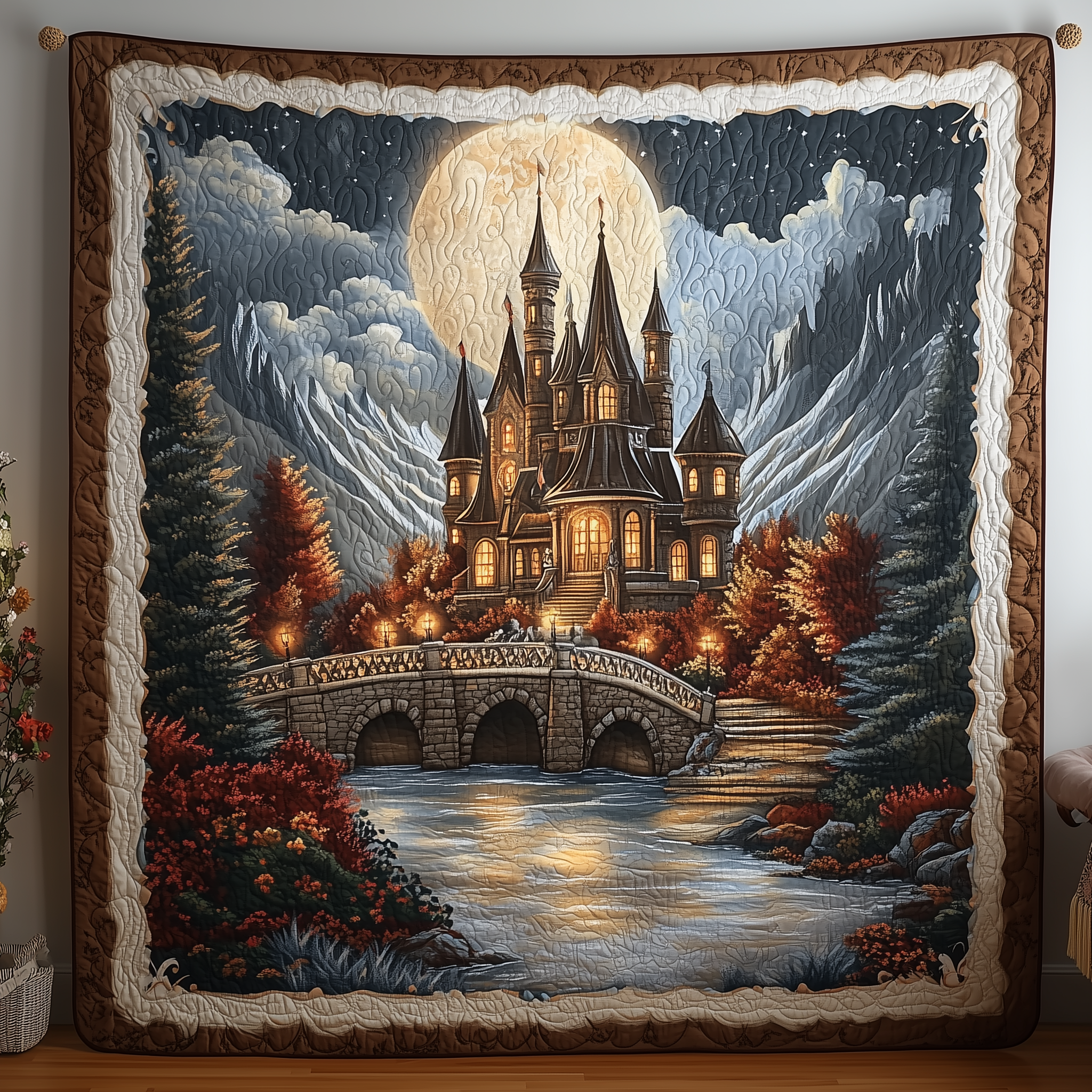 Snowlit Twilight Castle Quilted Blanket Cute Unique Blanket Item Merch Best Mothers Day Gifts Snowlit Twilight Castle Quilted Blanket Cute Unique Blanket Item Merch Best Mothers Day Gifts