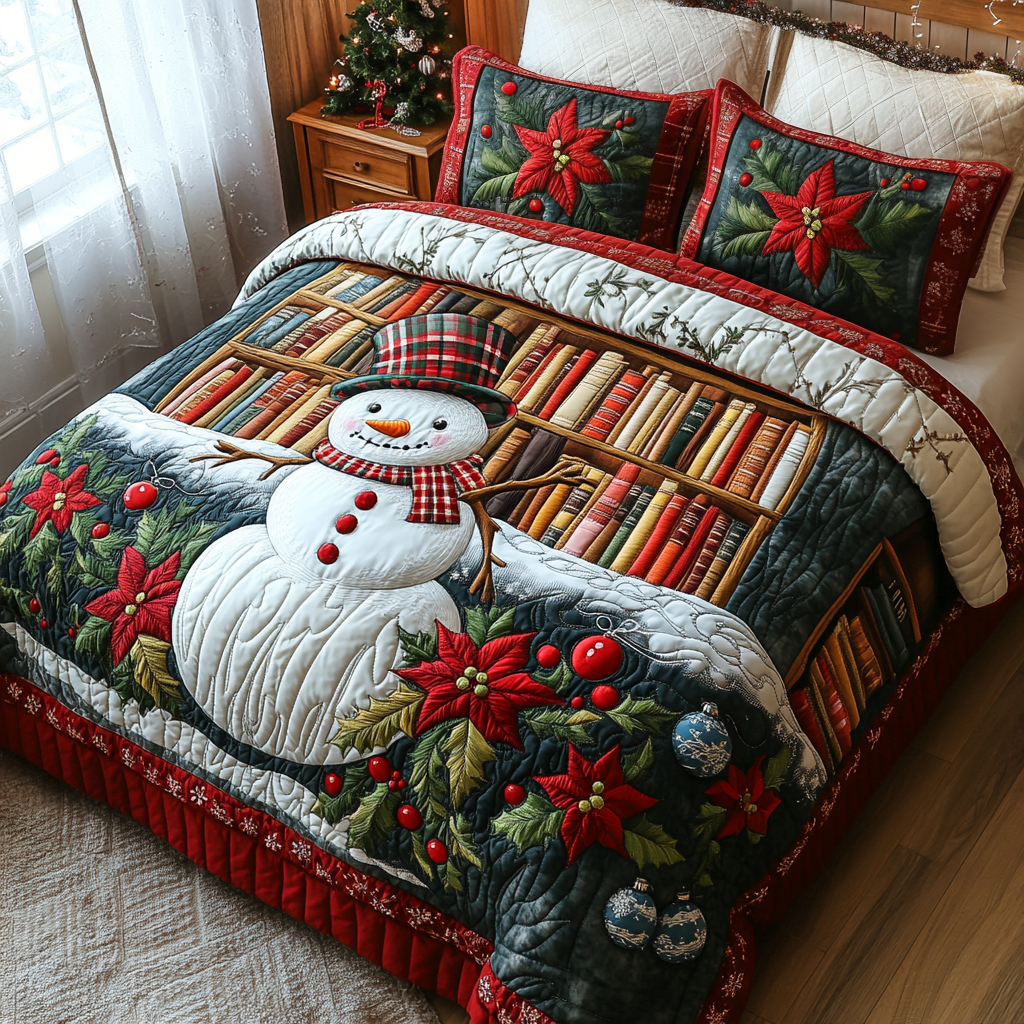 Snowman Tales Quilted Bedding Set Best Gifts For Book Readers Snowman Tales Quilted Bedding Set Best Gifts For Book Readers