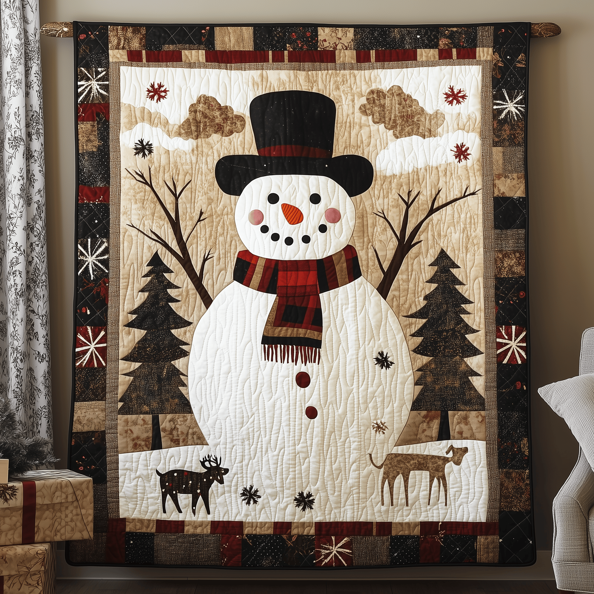 Snowman's Christmas Joy Quilted Blanket Feel the Luxury of a Blanket That Stands Out Snowman's Christmas Joy Quilted Blanket Feel the Luxury of a Blanket That Stands Out