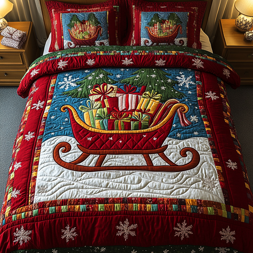 Snowy Gifts Quilted Bedding Set Gifts For Skiers Snowy Gifts Quilted Bedding Set Gifts For Skiers