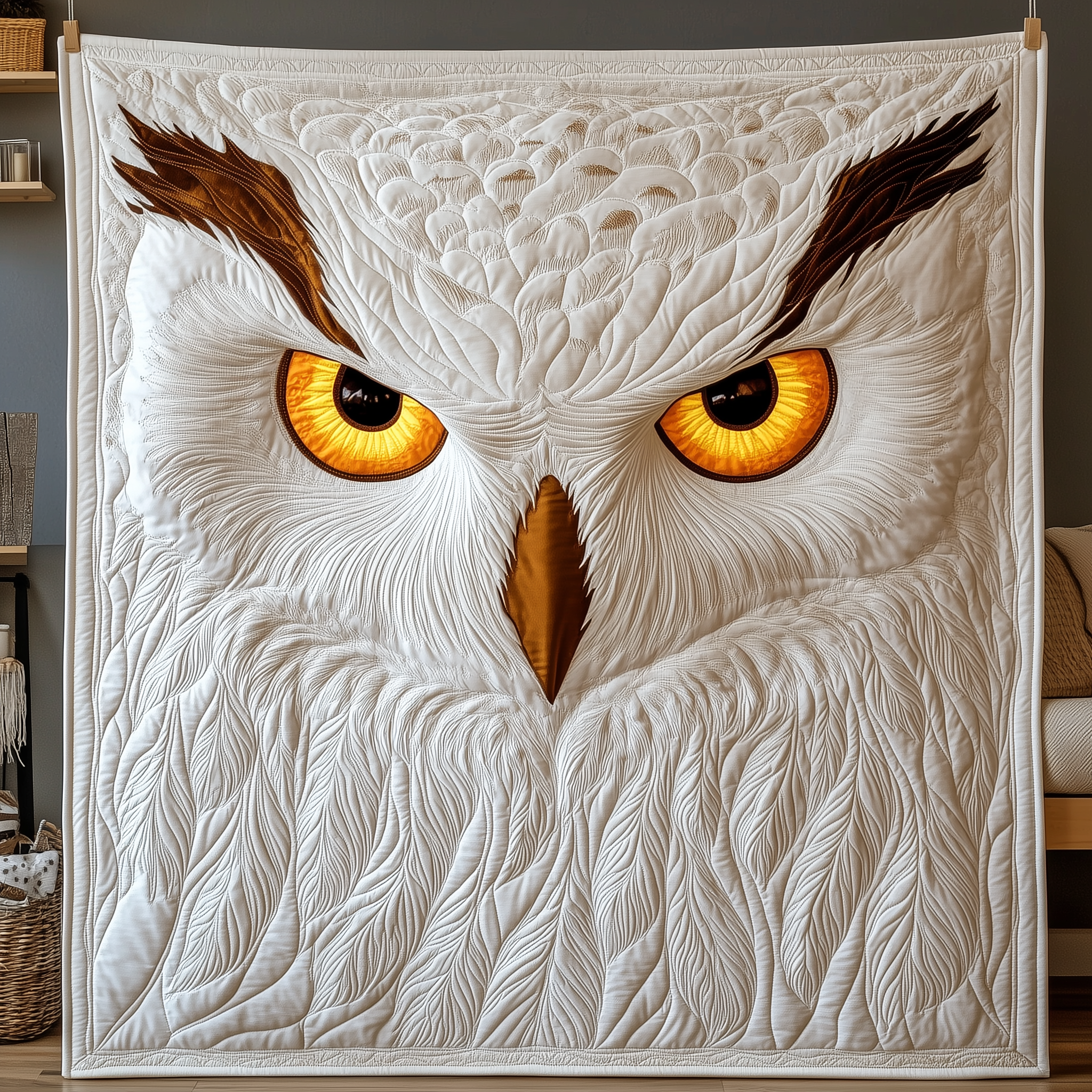Snowy Owl Quilted Blanket Throw Blankets For Couch Owl Presents For Her Snowy Owl Quilted Blanket Throw Blankets For Couch Owl Presents For Her