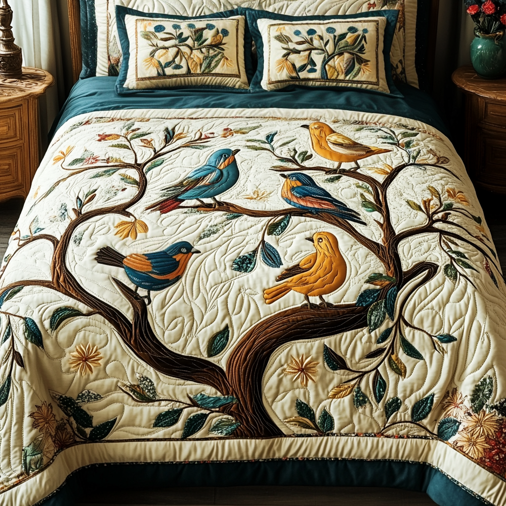 Songbird Bliss Quilted Bedding Set Gift Ideas For Bird Lovers Songbird Bliss Quilted Bedding Set Gift Ideas For Bird Lovers