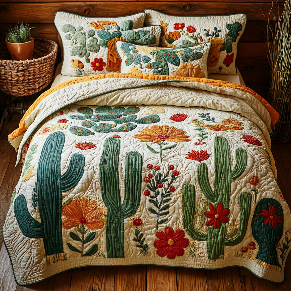 Southwest Bloom Quilted Bedding Set Cactus Birthday Gift Southwest Bloom Quilted Bedding Set Cactus Birthday Gift