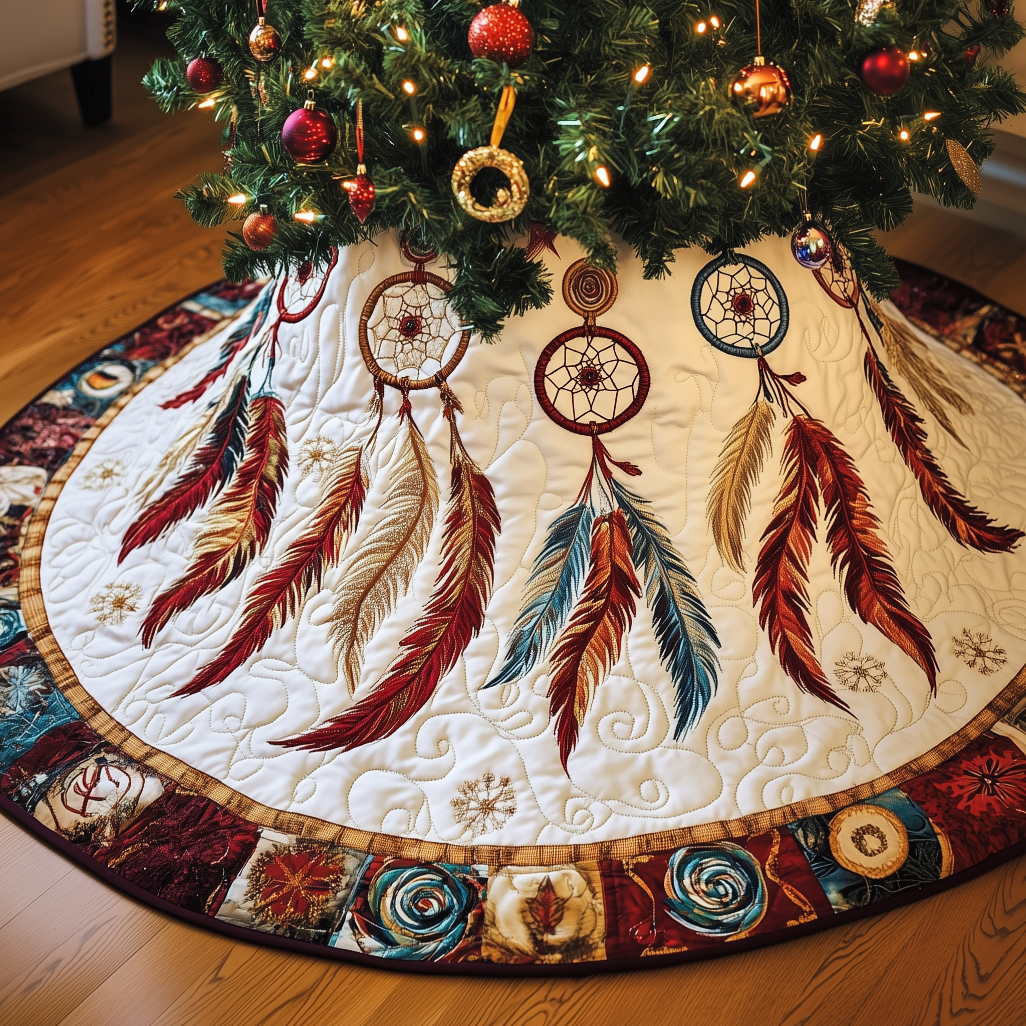 Southwest Dreamcatchers Quilted Tree Skirt Enjoy a Peaceful Holiday with the Perfect Tree Skirt Southwest Dreamcatchers Quilted Tree Skirt Enjoy a Peaceful Holiday with the Perfect Tree Skirt