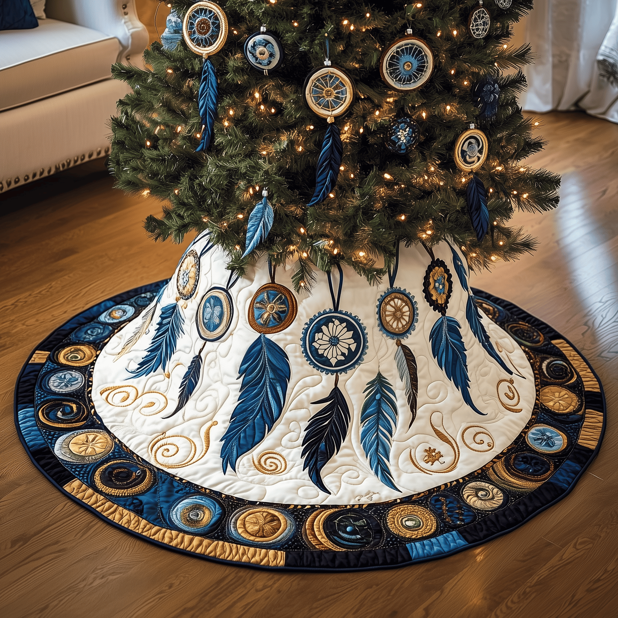 Southwest Dreamcatchers Quilted Tree Skirt Enjoy a Relaxing Holiday with Peaceful Tree Decor Southwest Dreamcatchers Quilted Tree Skirt Enjoy a Relaxing Holiday with Peaceful Tree Decor