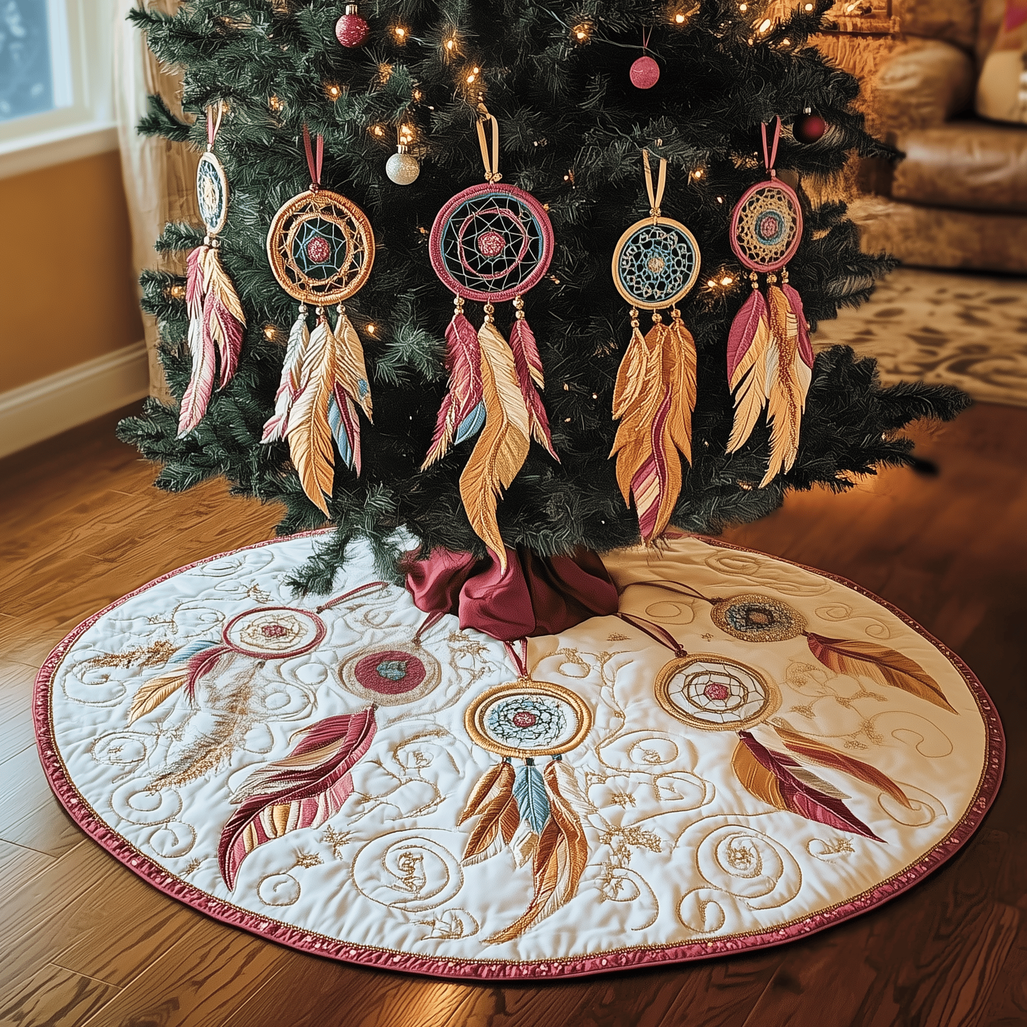 Southwest Dreamcatchers Quilted Tree Skirt Relax This Christmas with a Floor-Safe Tree Skirt Southwest Dreamcatchers Quilted Tree Skirt Relax This Christmas with a Floor-Safe Tree Skirt