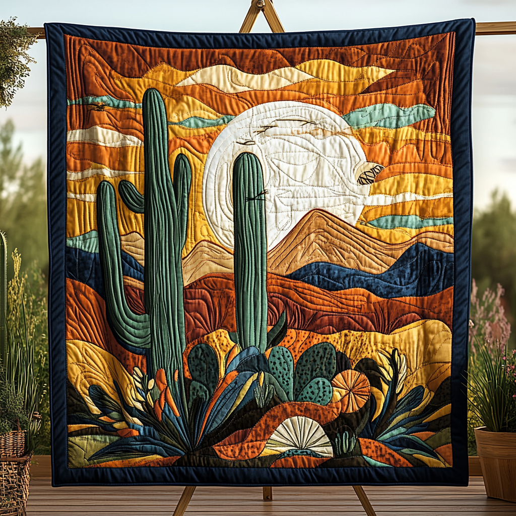 Southwest Dreamscape Quilted Blanket Cactus Gifts For Him Southwest Dreamscape Quilted Blanket Cactus Gifts For Him