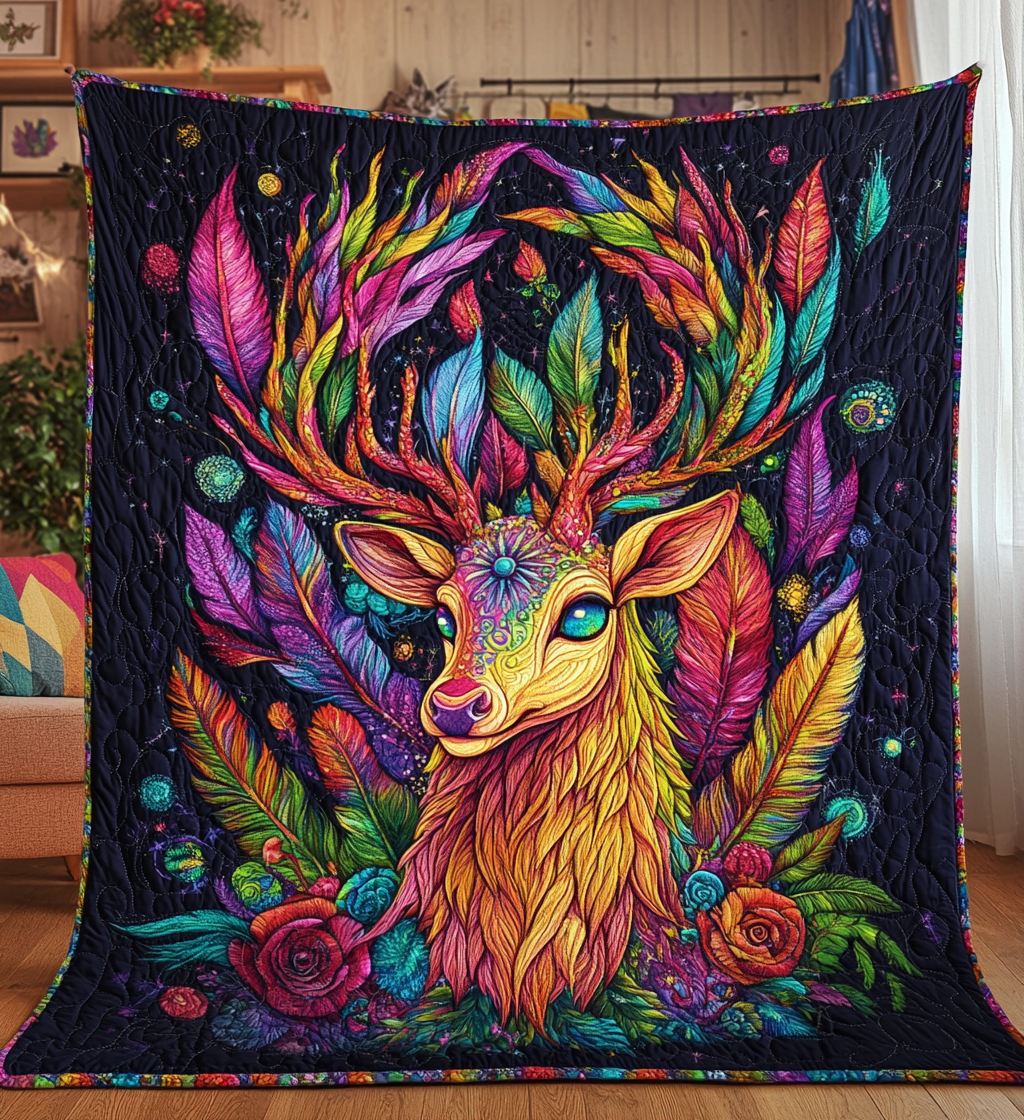 Spirit Deer Floral Quilted Blanket Bring the Family Together with a Blanket Everyone Loves Spirit Deer Floral Quilted Blanket Bring the Family Together with a Blanket Everyone Loves