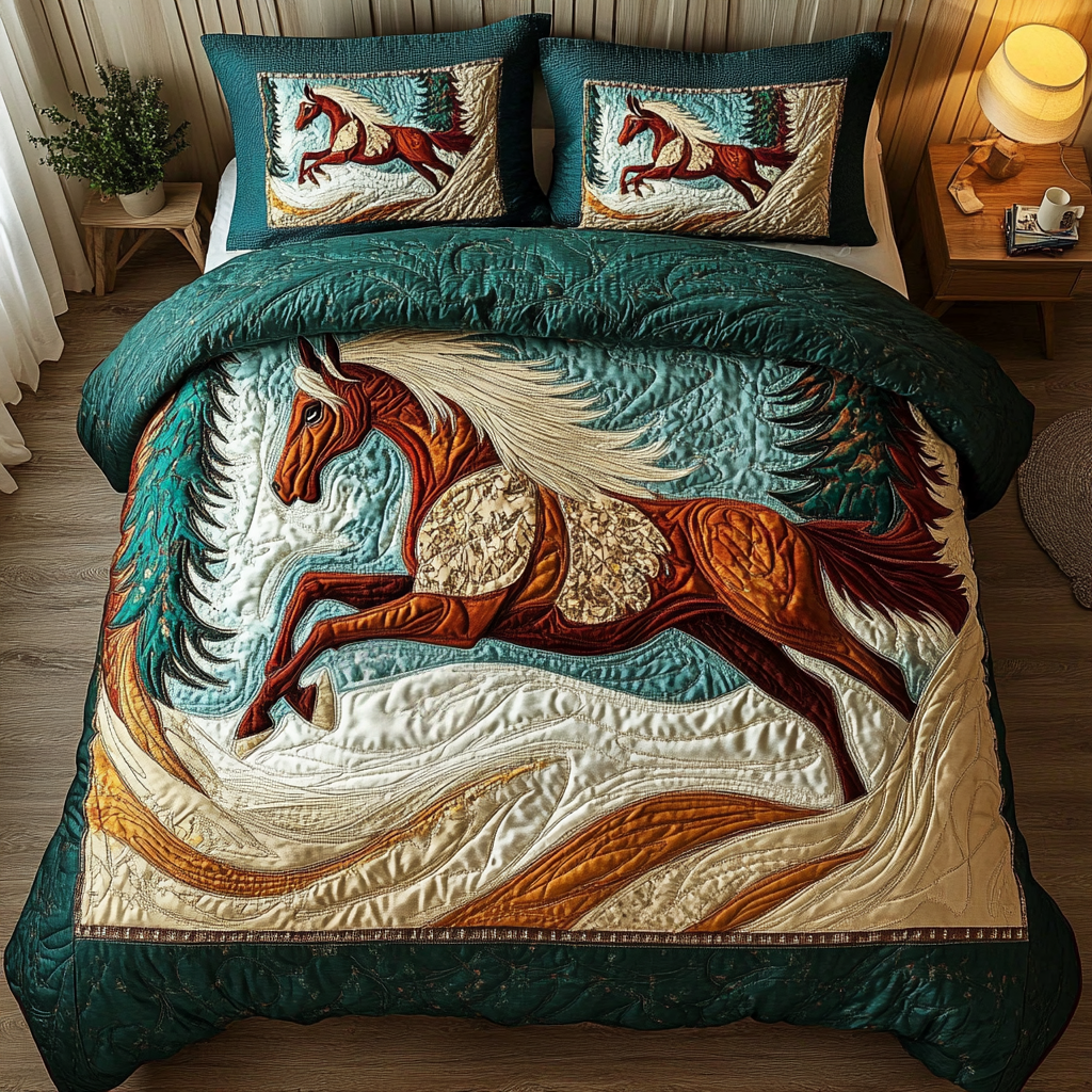 Starlit Stallion Quilted Bedding Set Gifts For Horse Lovers Starlit Stallion Quilted Bedding Set Gifts For Horse Lovers