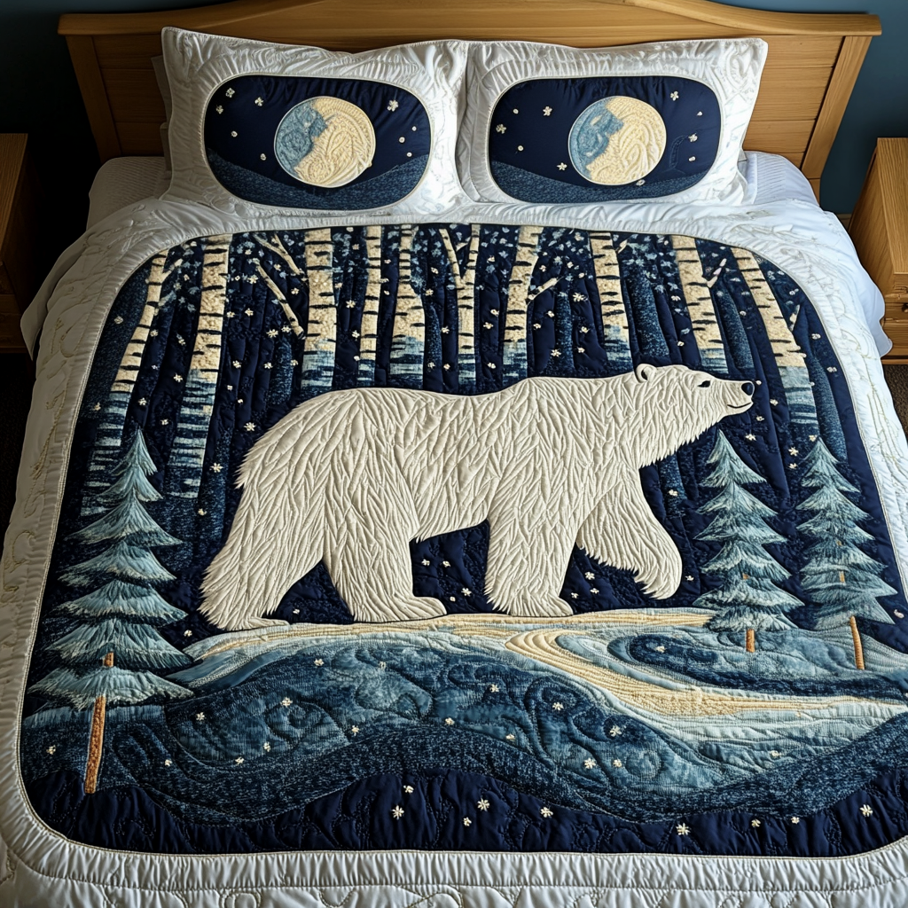 Starry Night Bear Quilted Bedding Set Bear Theme Gifts Starry Night Bear Quilted Bedding Set Bear Theme Gifts