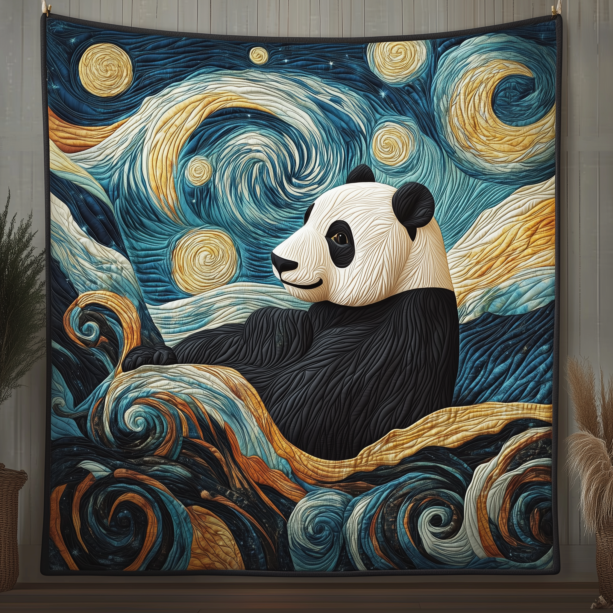 Starry Night Panda Quilted Blanket Throw Blankets For Couch 1St Mothers Day Gifts Starry Night Panda Quilted Blanket Throw Blankets For Couch 1St Mothers Day Gifts