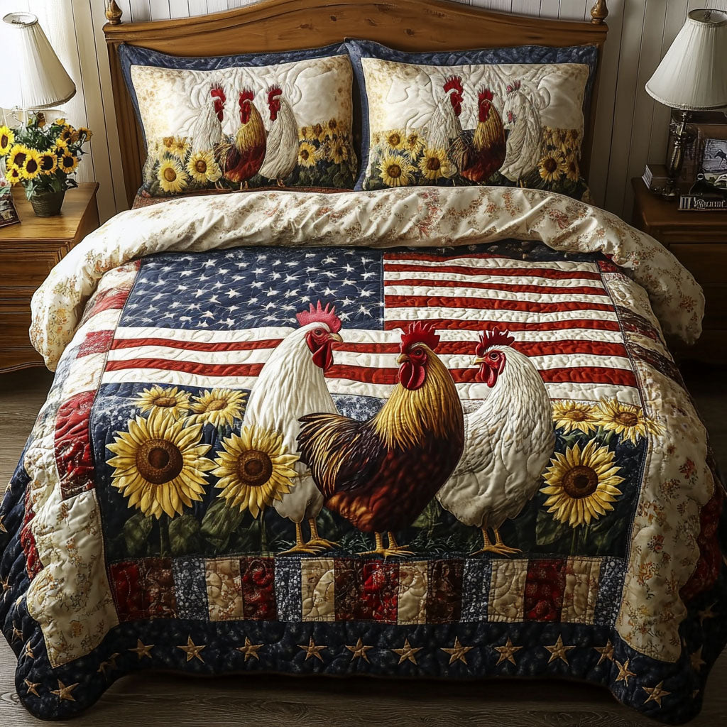 Stars and Feathers Quilted Bedding Set Gifts For Chicken Lovers Stars and Feathers Quilted Bedding Set Gifts For Chicken Lovers