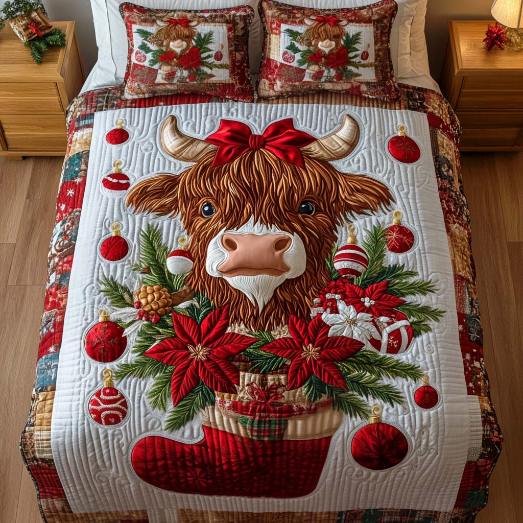 Stocking Joy Quilted Bedding Set Unique Gifts For Cow Lovers Stocking Joy Quilted Bedding Set Unique Gifts For Cow Lovers