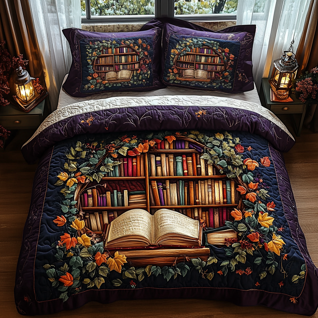 Storytime Serenity Quilted Bedding Set Christmas Gifts For Book Lovers Storytime Serenity Quilted Bedding Set Christmas Gifts For Book Lovers