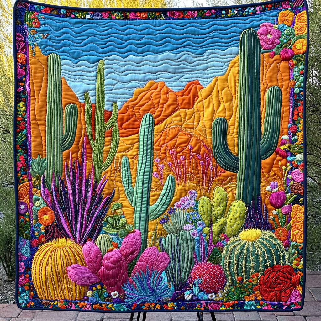 Succulent Horizons Quilted Blanket Christmas Cactus Gift Succulent Horizons Quilted Blanket Christmas Cactus Gift
