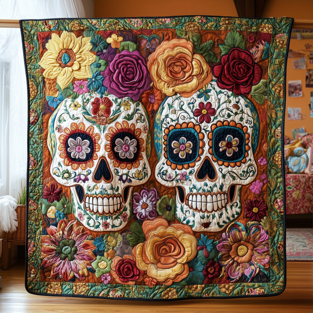 Sugar Skull Quilted Blanket Feel the Luxury of a Blanket That Stands Out Sugar Skull Quilted Blanket Feel the Luxury of a Blanket That Stands Out