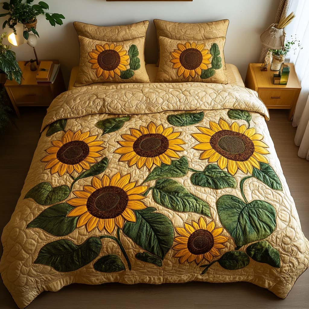 Summer Bloom Harmony Quilted Bedding Set Christmas Gifts For Flower Lovers Summer Bloom Harmony Quilted Bedding Set Christmas Gifts For Flower Lovers