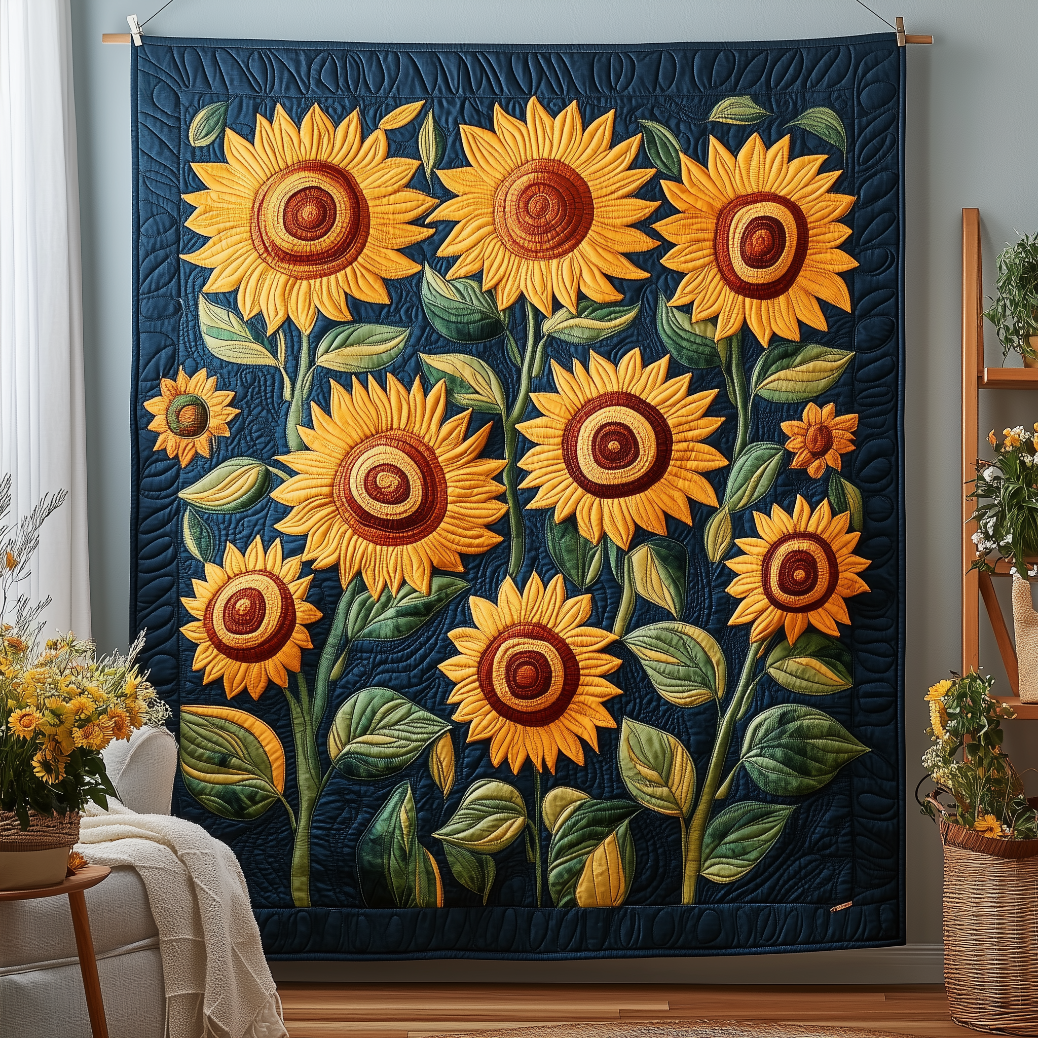 Sunflower Serenity Quilted Blanket Throw Blankets For Couch Sunflower Birthday Gifts Sunflower Serenity Quilted Blanket Throw Blankets For Couch Sunflower Birthday Gifts