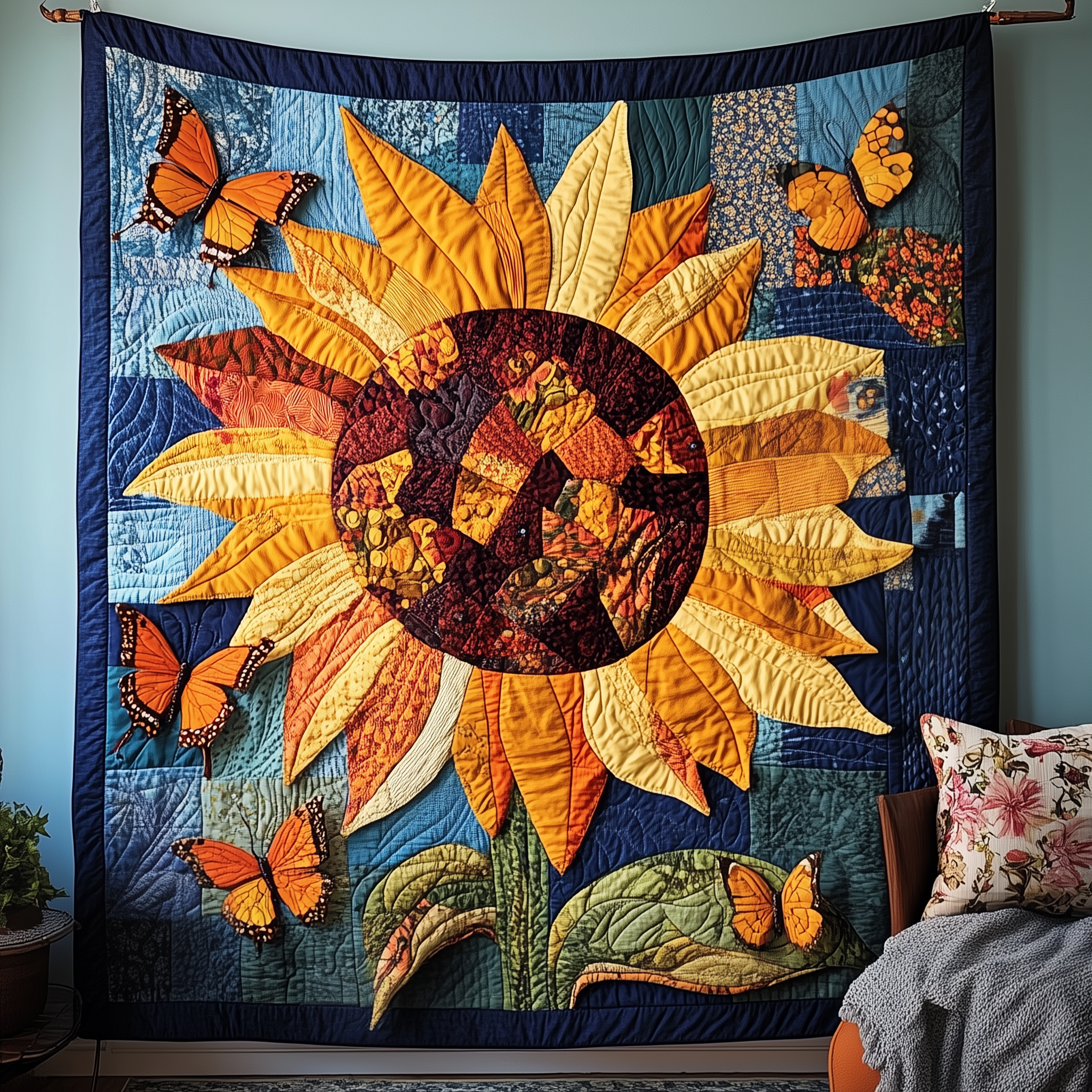 Sunflower Serenity Quilted Blanket Throw Blankets For Couch Sunflower Gifts For Her Sunflower Serenity Quilted Blanket Throw Blankets For Couch Sunflower Gifts For Her