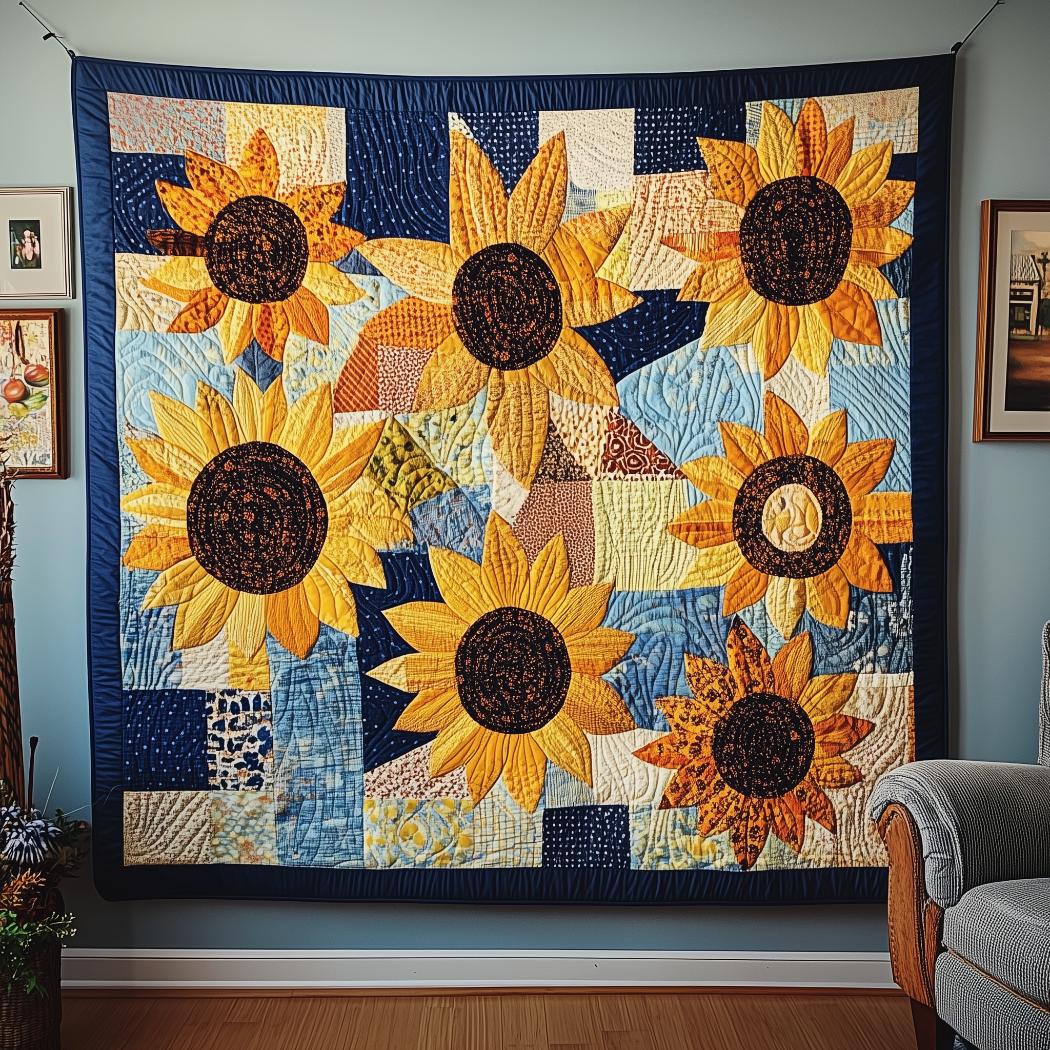 Sunflower Serenity Quilted Blanket Throw Blankets For Couch Sunflower Gifts For Women Sunflower Serenity Quilted Blanket Throw Blankets For Couch Sunflower Gifts For Women