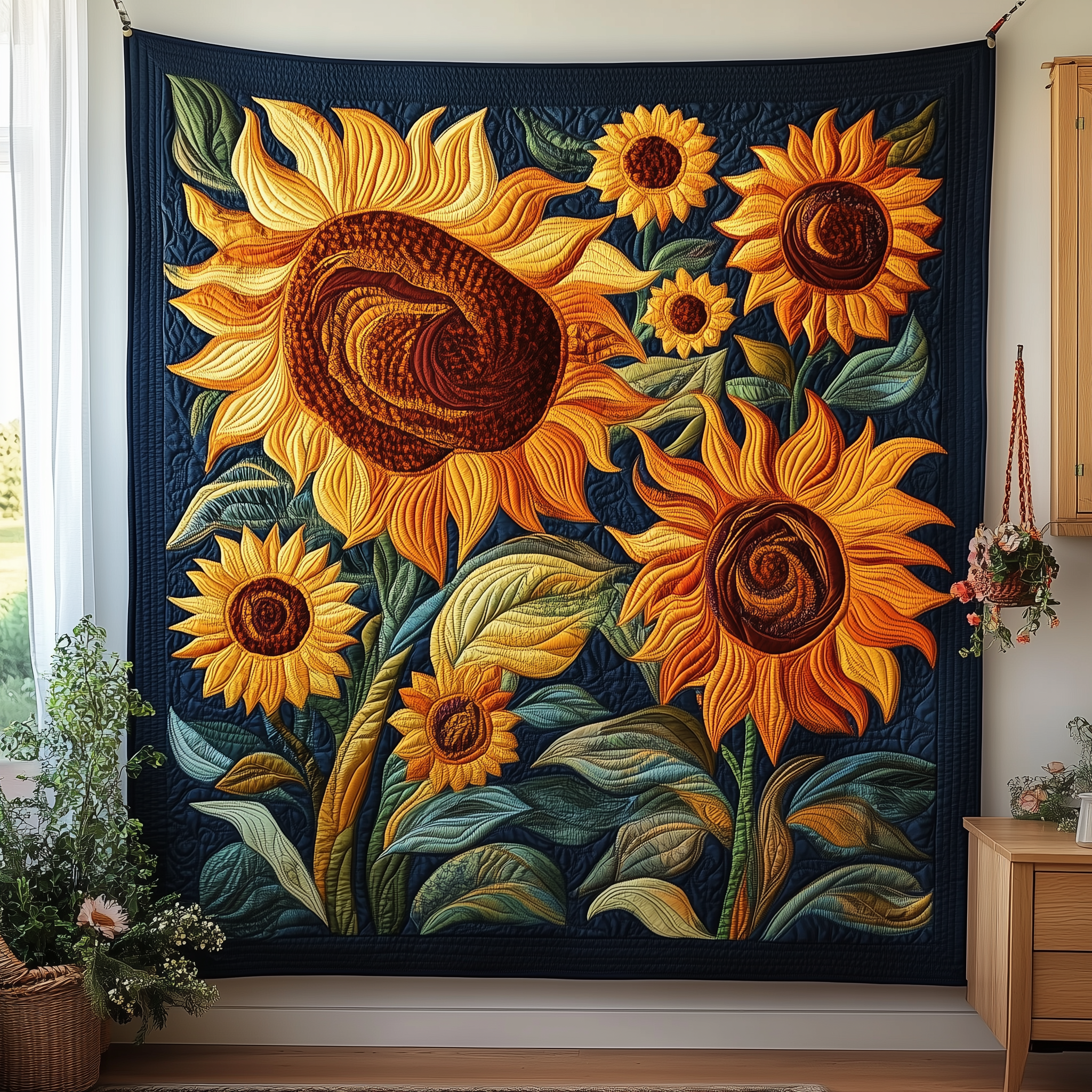 Sunflower Serenity Quilted Blanket Throw Blankets For Couch Sunflower Items For Gifts Sunflower Serenity Quilted Blanket Throw Blankets For Couch Sunflower Items For Gifts
