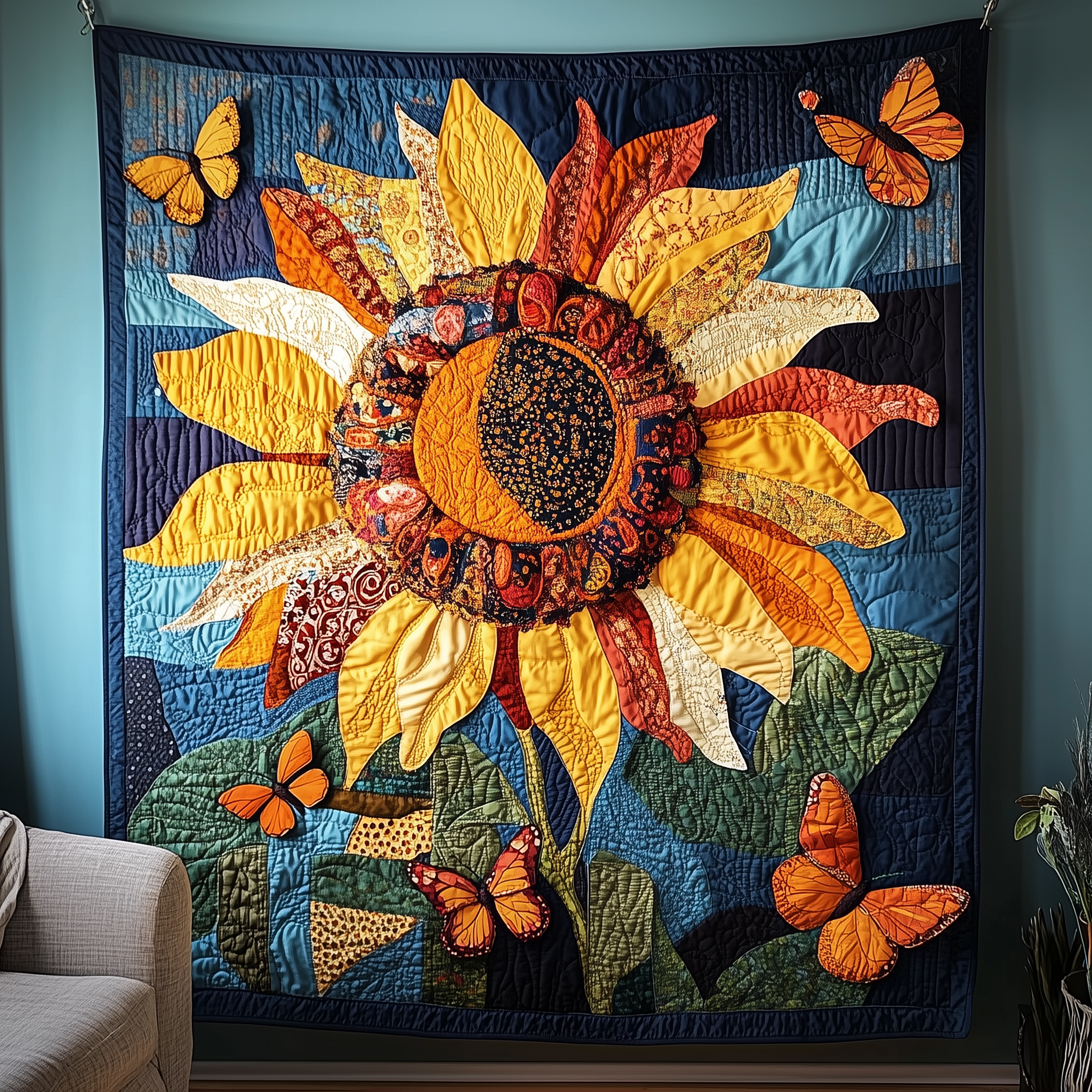 Sunflower Serenity Quilted Blanket Throw Blankets For Couch Sunflower Theme Gifts Sunflower Serenity Quilted Blanket Throw Blankets For Couch Sunflower Theme Gifts