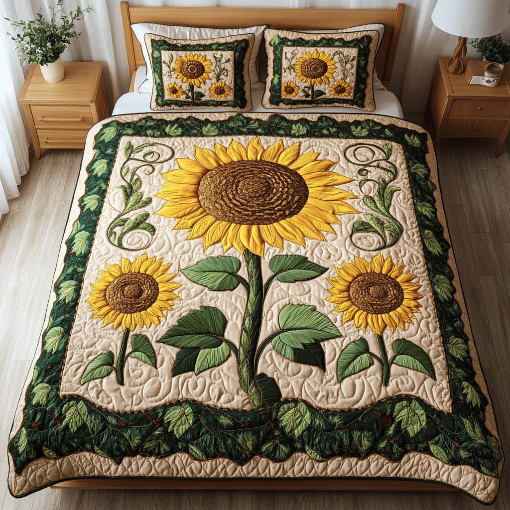 Sunlit Garden Charm Quilted Bedding Set Christmas Floral Gifts Sunlit Garden Charm Quilted Bedding Set Christmas Floral Gifts