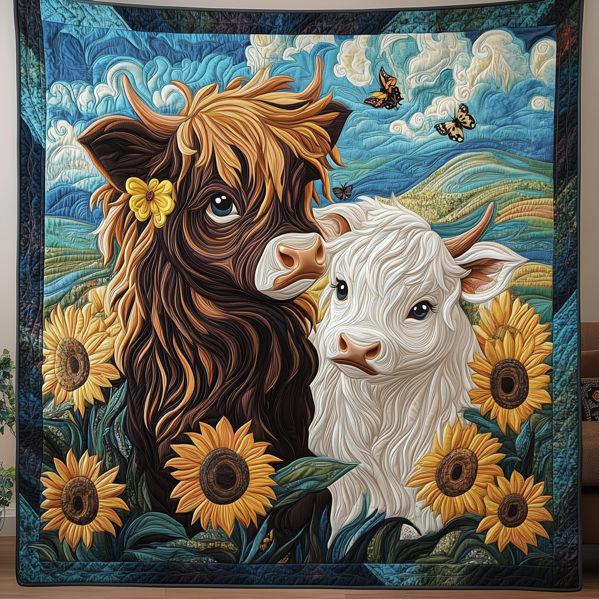 Sunny Moo Friends Quilted Blanket Throw Blankets For Couch Perfect Mother' Day Gifts Sunny Moo Friends Quilted Blanket Throw Blankets For Couch Perfect Mother' Day Gifts