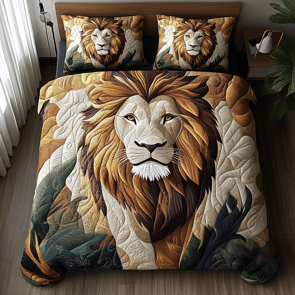Sunrise Sentinel Quilted Bedding Set Lion Gifts For Men Sunrise Sentinel Quilted Bedding Set Lion Gifts For Men