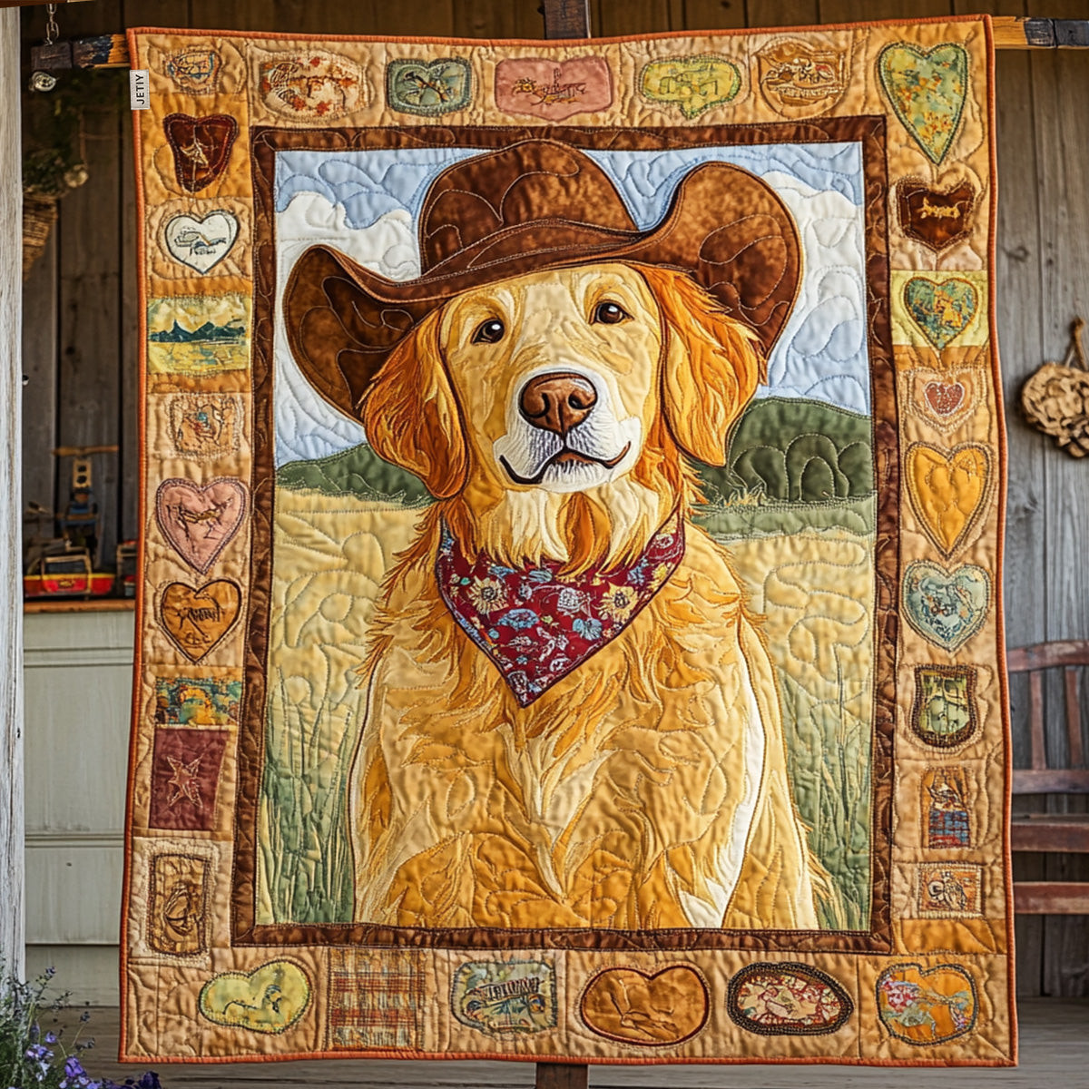 Sunset Cowboy Quilted Blanket Cowboy Christmas Gift Sunset Cowboy Quilted Blanket Cowboy Christmas Gift
