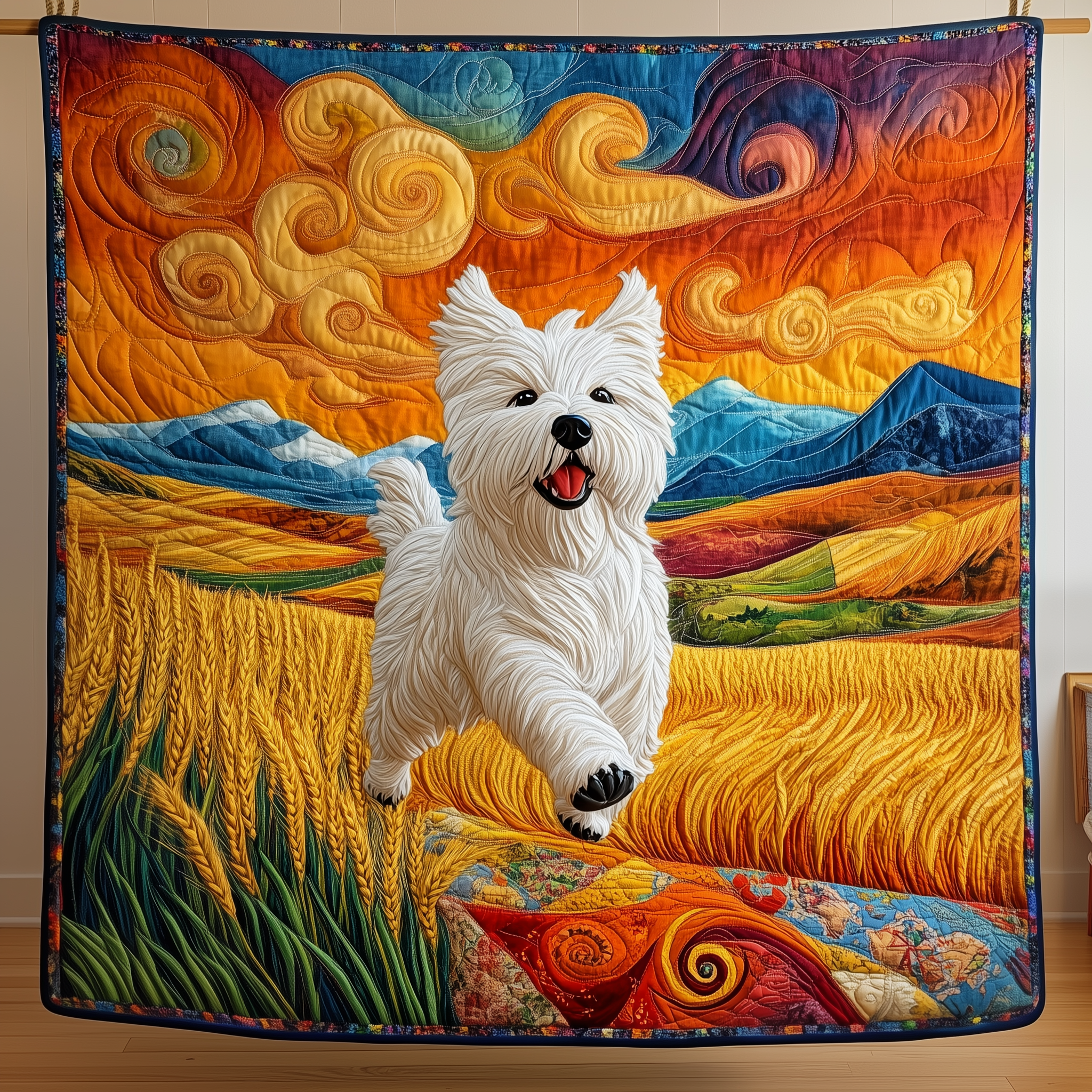 Sunset Westie Quilted Blanket Perfect for All Seasons: A Blanket You'll Always Need Sunset Westie Quilted Blanket Perfect for All Seasons: A Blanket You'll Always Need
