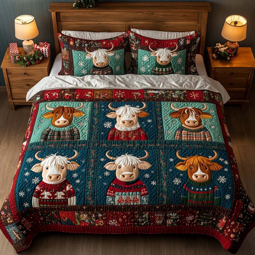 Sweater Season Quilted Bedding Set Best Gifts For Cow Lovers Sweater Season Quilted Bedding Set Best Gifts For Cow Lovers