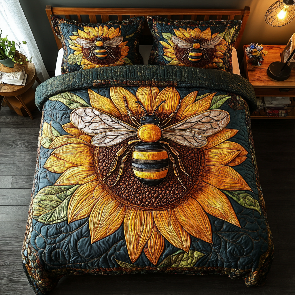 Sweet Honey Charm Quilted Bedding Set Bee Themed Gifts For Her Sweet Honey Charm Quilted Bedding Set Bee Themed Gifts For Her