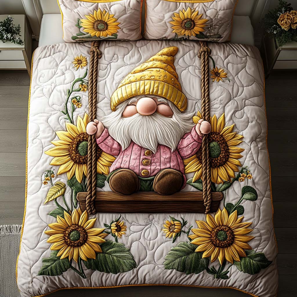 Swinging Joy Quilted Bedding Set Gnome Xmas Gift Swinging Joy Quilted Bedding Set Gnome Xmas Gift