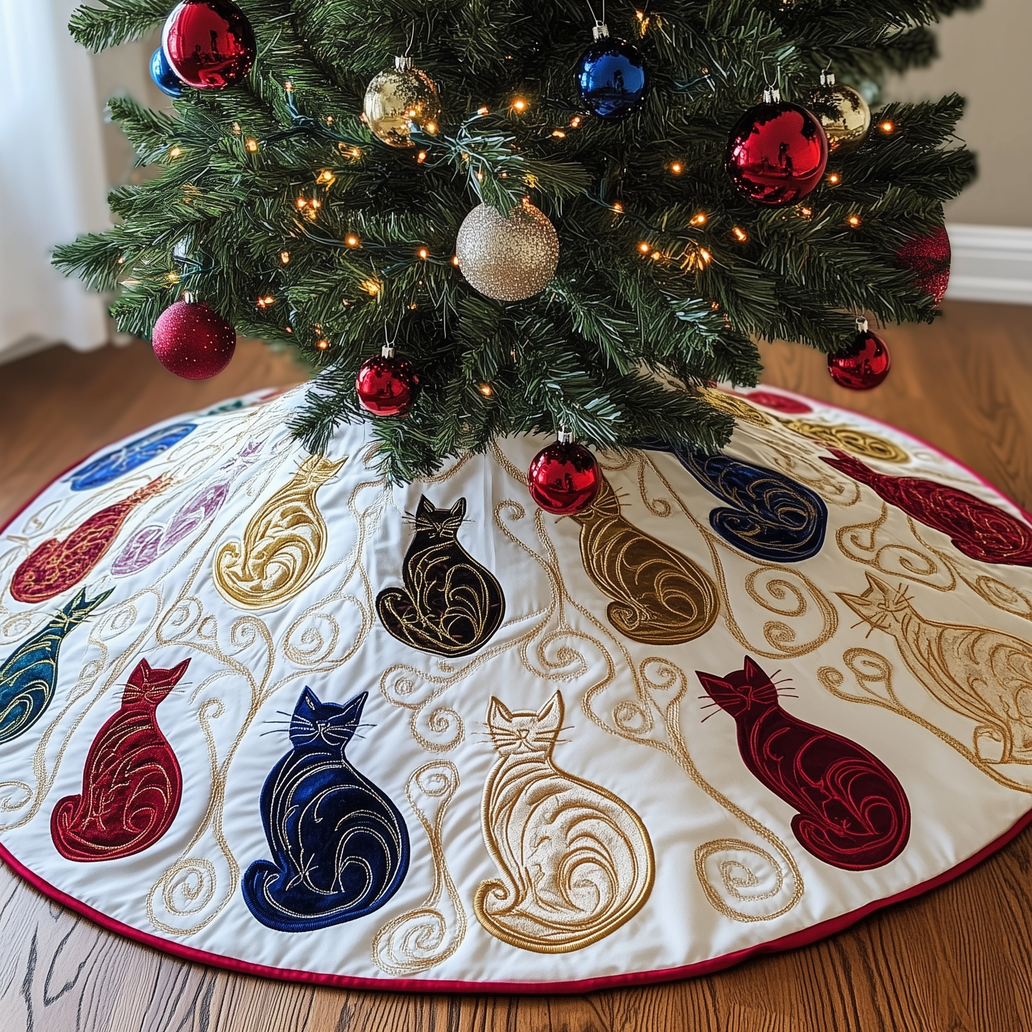 Swirl Cat Quilted Tree Skirt Feel the Holiday Spirit with a Safe and Chic Tree Skirt Swirl Cat Quilted Tree Skirt Feel the Holiday Spirit with a Safe and Chic Tree Skirt