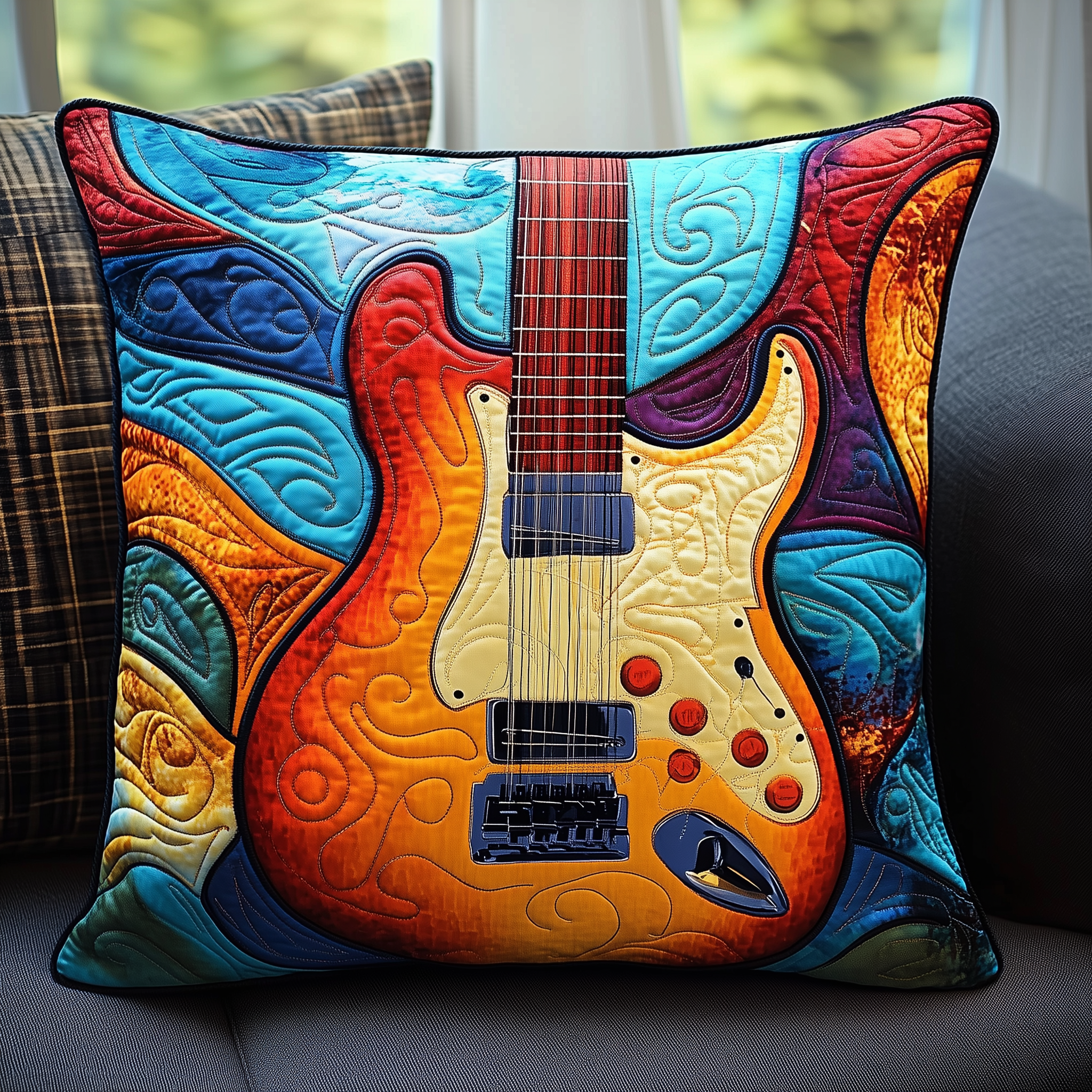 Swirl Guitar Quilted Pillow Case A Pillow Case That Combines Fashion and Functionality Swirl Guitar Quilted Pillow Case A Pillow Case That Combines Fashion and Functionality