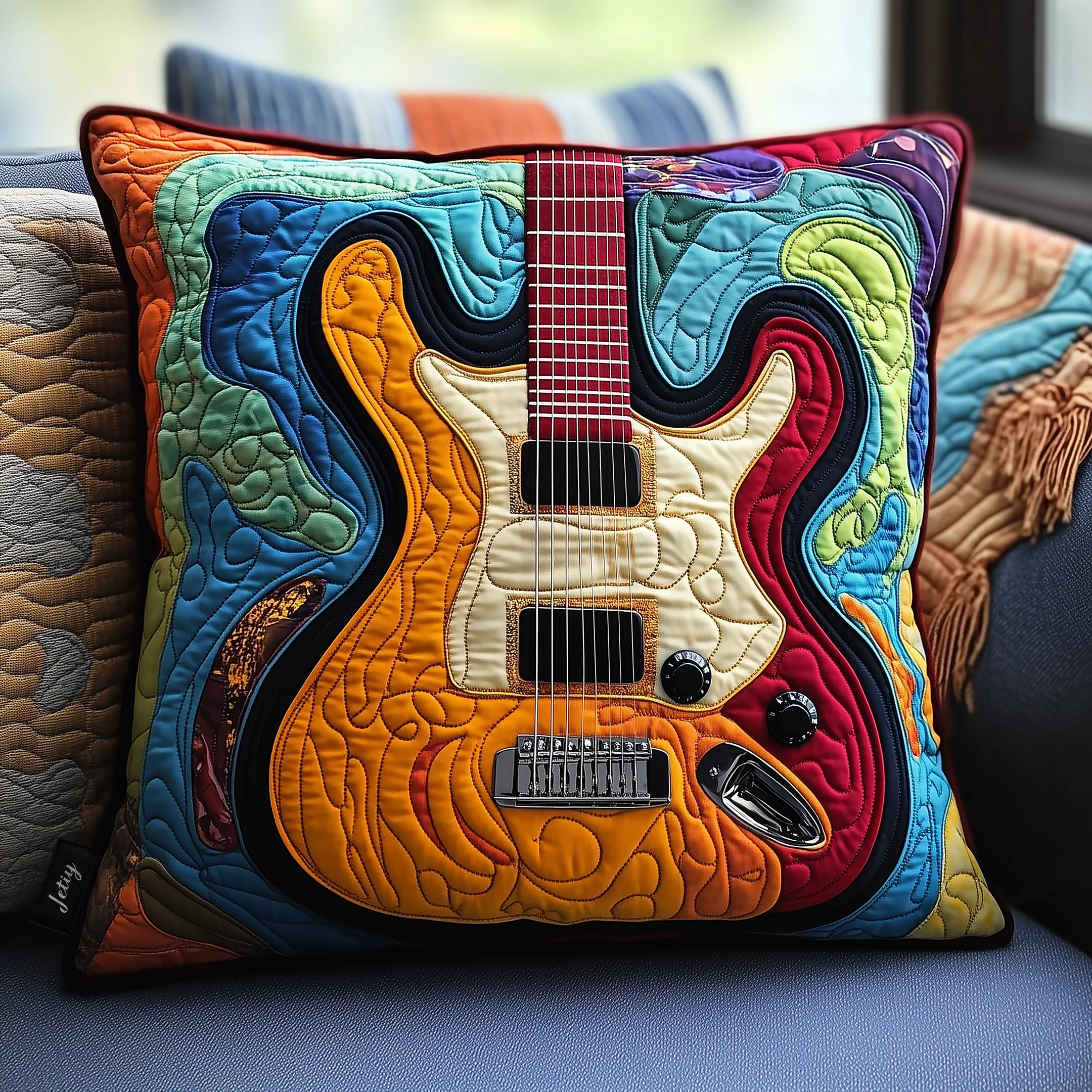 Swirl Guitar Quilted Pillow Case Celebrate Relaxation with a Stylish Pillow Case Swirl Guitar Quilted Pillow Case Celebrate Relaxation with a Stylish Pillow Case