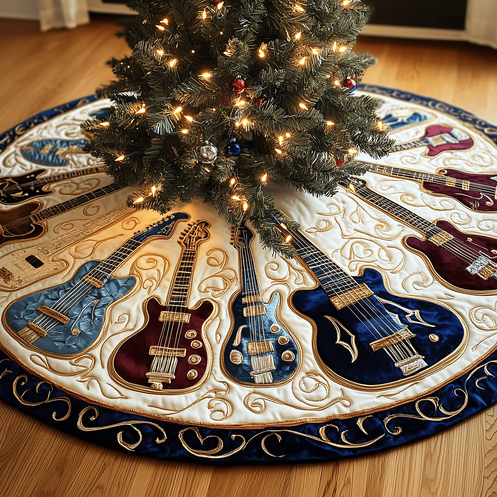 Swirls Guitar Quilted Tree Skirt Celebrate Traditions Safely with a Timeless Tree Skirt Swirls Guitar Quilted Tree Skirt Celebrate Traditions Safely with a Timeless Tree Skirt
