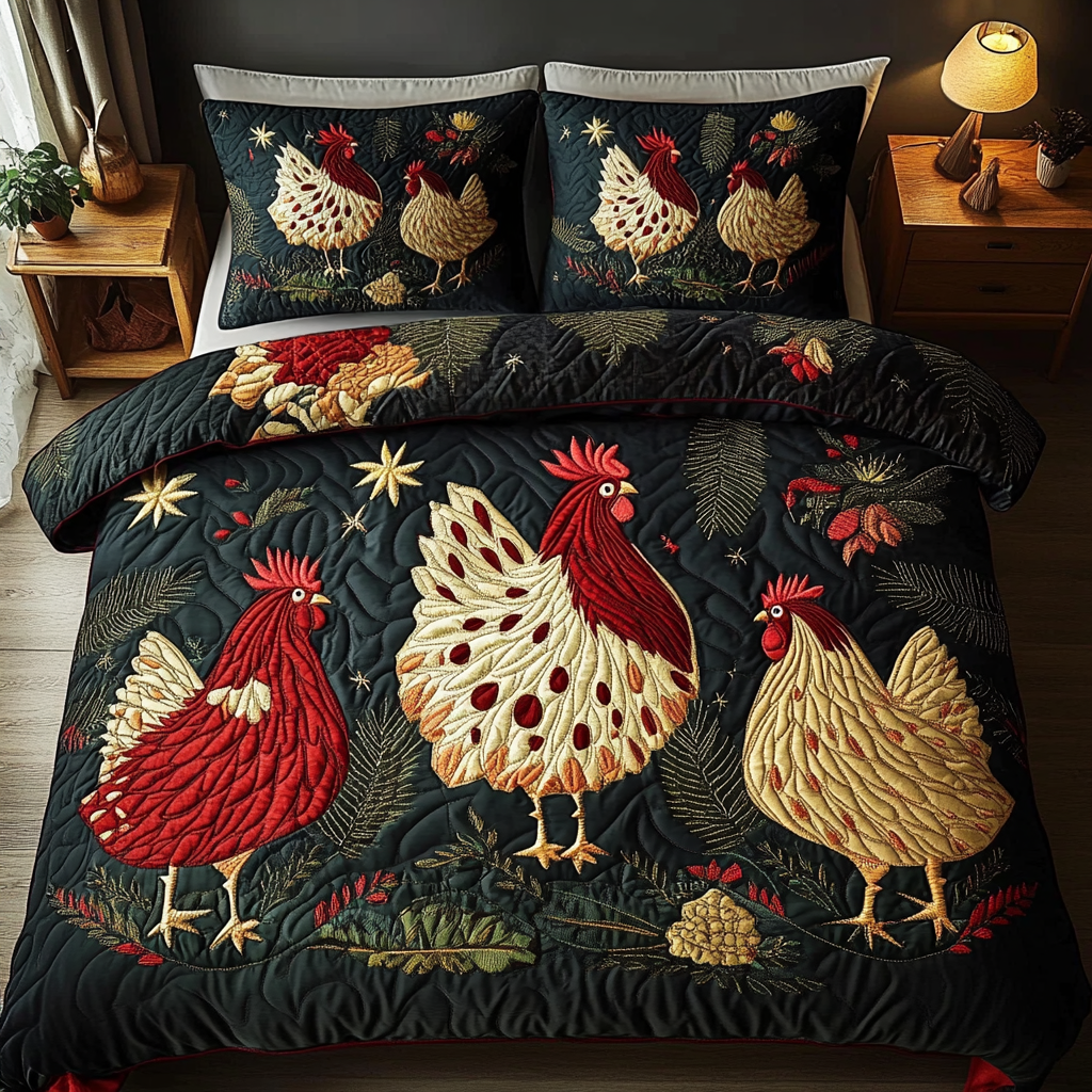 The Coop Chronicles Quilted Bedding Set Chicken Novelty Gifts The Coop Chronicles Quilted Bedding Set Chicken Novelty Gifts