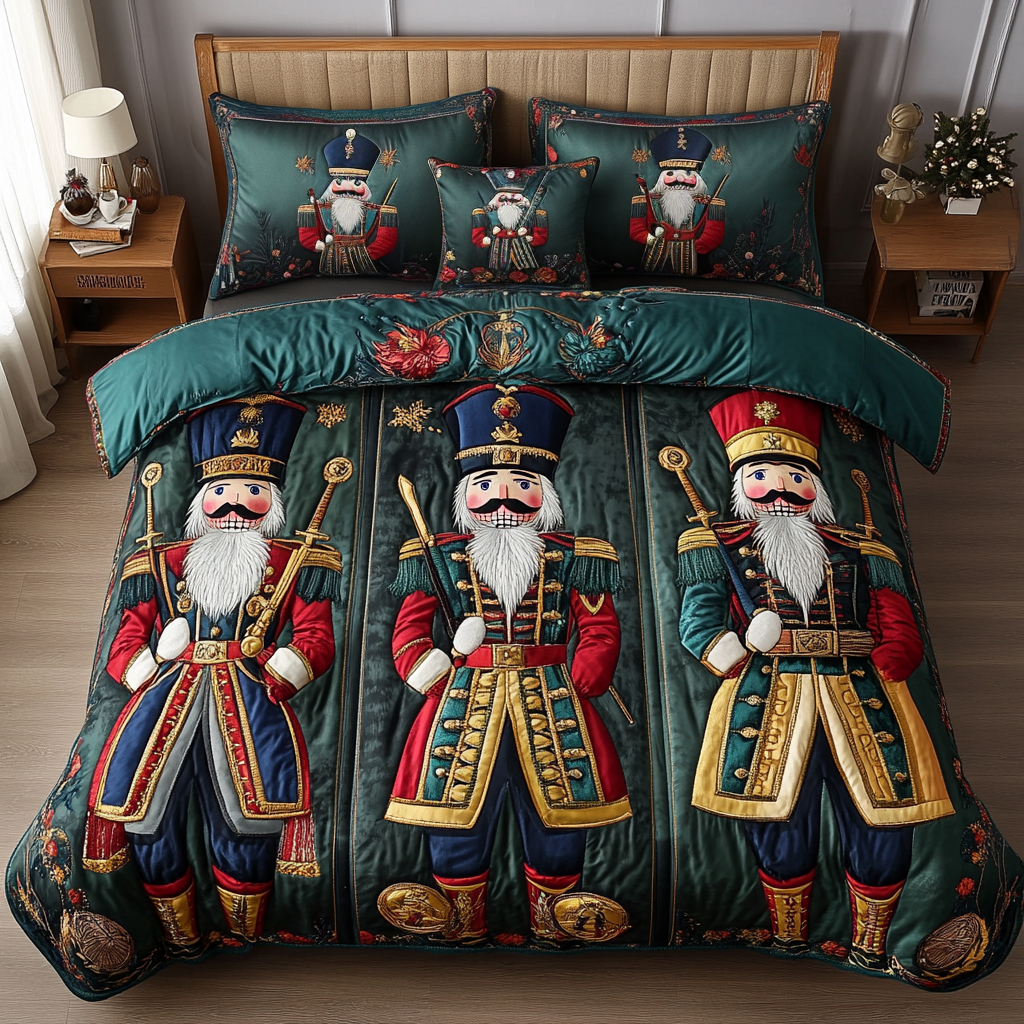 The Enchanted Nutcracker Quilted Bedding Set Christmas Nut Crackers The Enchanted Nutcracker Quilted Bedding Set Christmas Nut Crackers