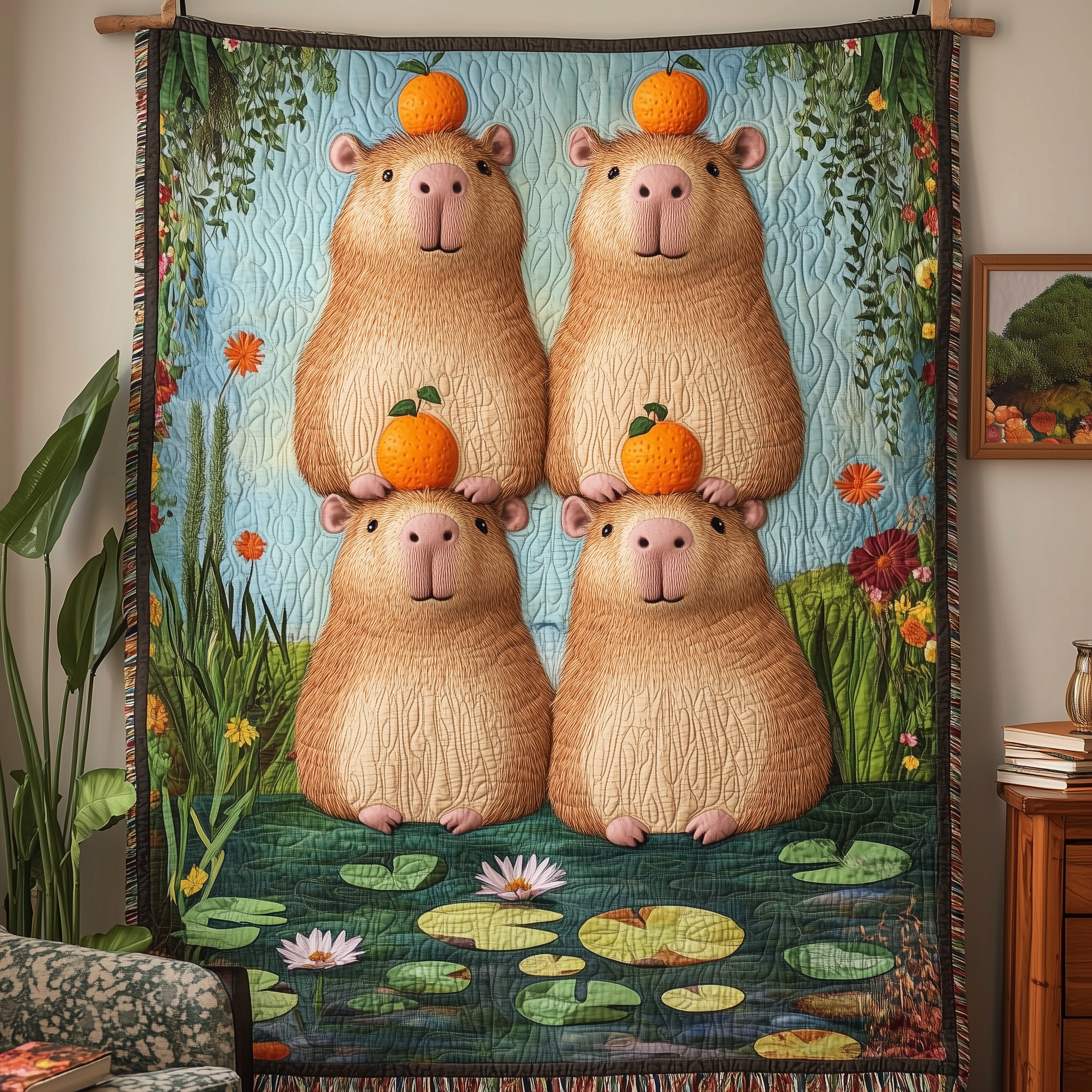 The Great Capybara Tower Quilted Blanket Throw Blankets For Couch Best Gifts For Capybara Lovers The Great Capybara Tower Quilted Blanket Throw Blankets For Couch Best Gifts For Capybara Lovers