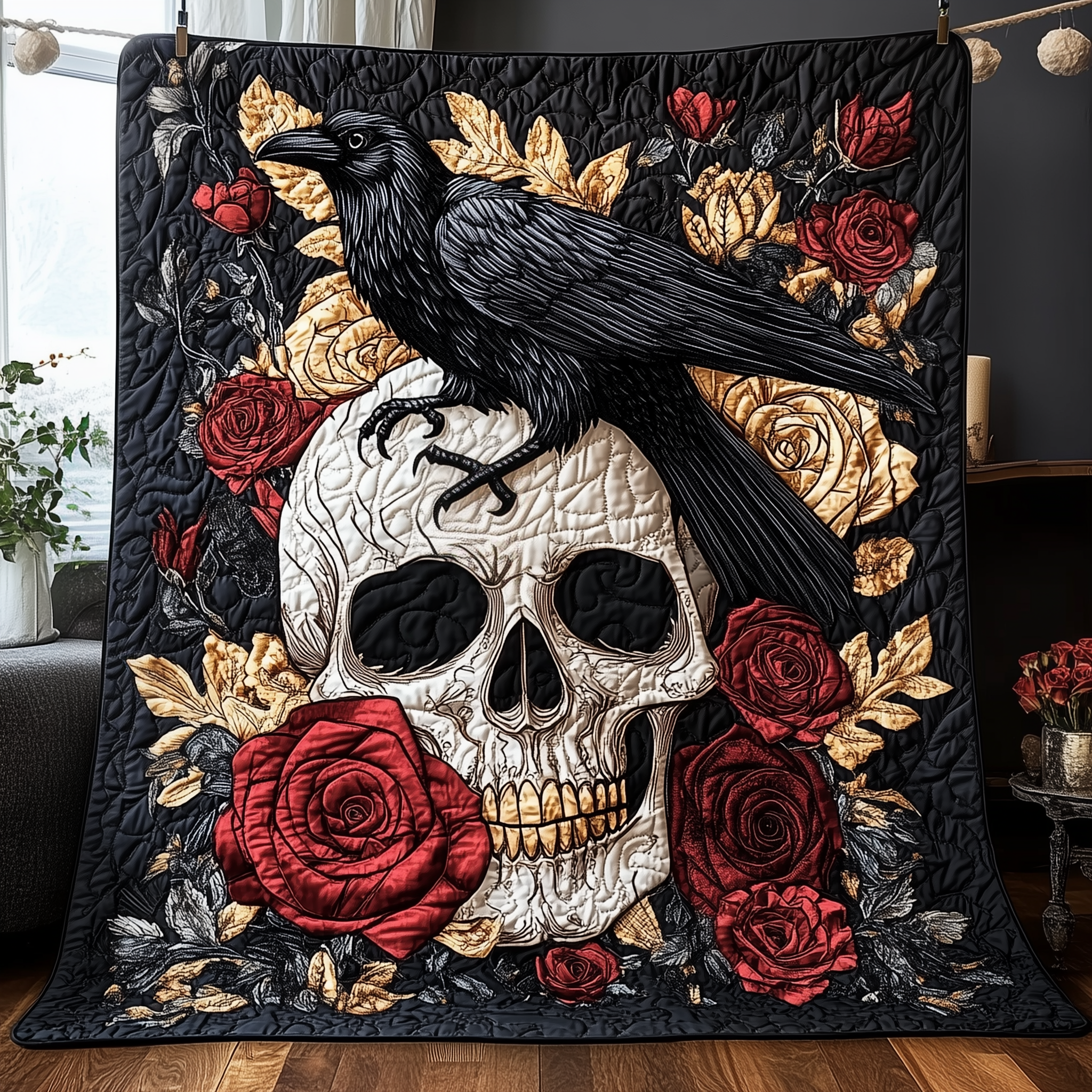 The Raven Dark Requiem Quilted Blanket Throw Blankets For Couch Best Raven Gifts The Raven Dark Requiem Quilted Blanket Throw Blankets For Couch Best Raven Gifts