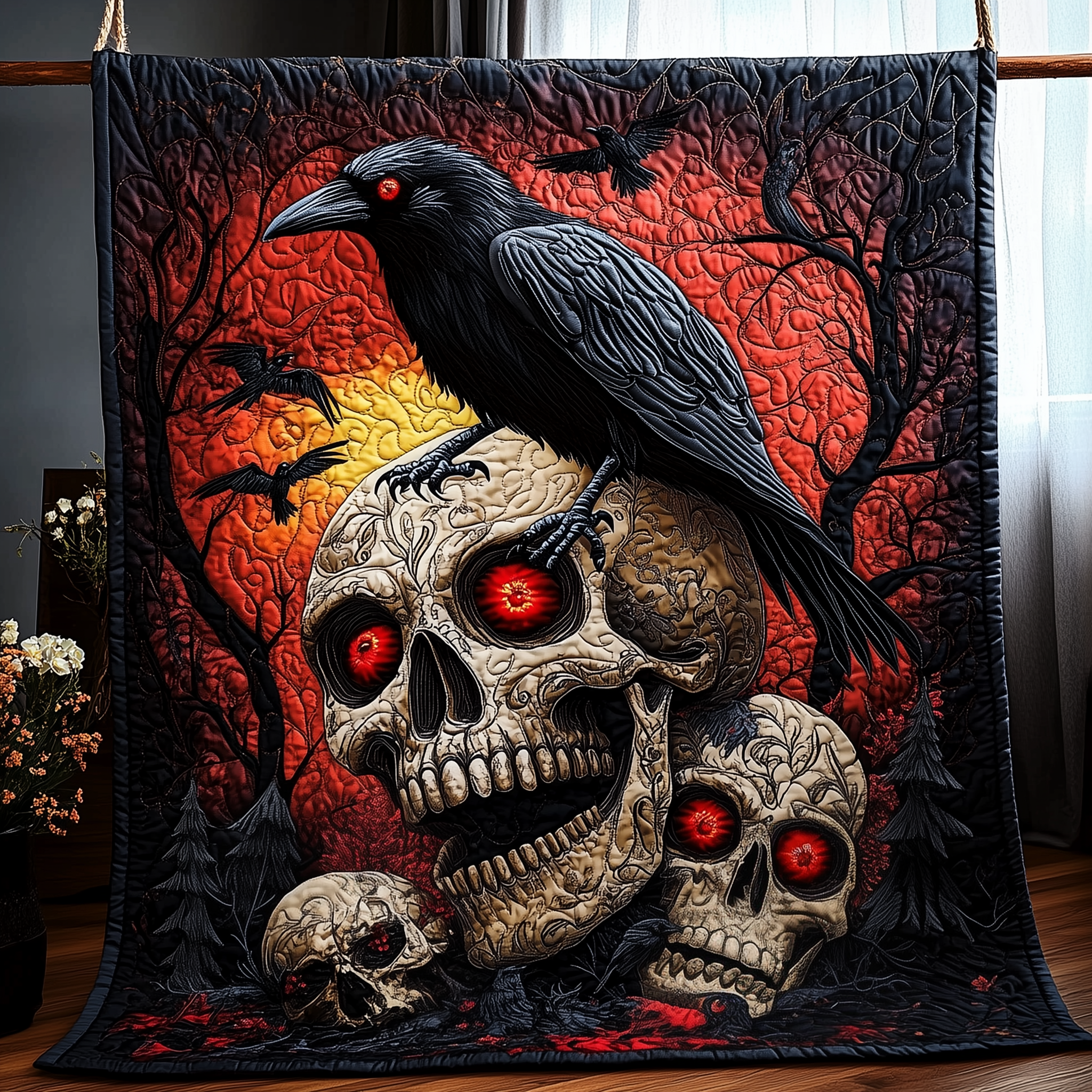 The Raven Dark Requiem Quilted Blanket Throw Blankets For Couch Cool Raven Gifts The Raven Dark Requiem Quilted Blanket Throw Blankets For Couch Cool Raven Gifts