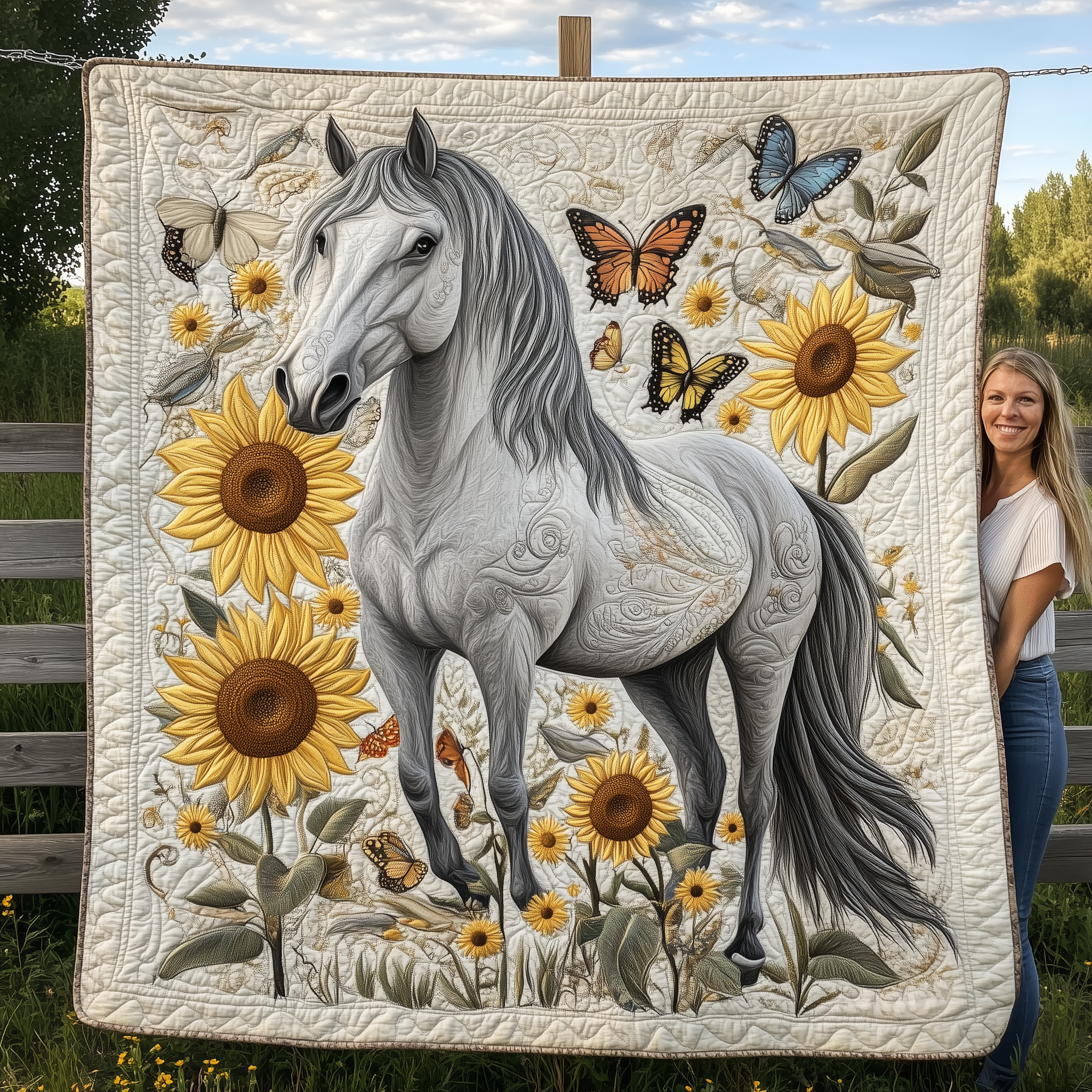 The Strong and Brave Horse Quilted Blanket Throw Blankets For Couch Gifts For Horse People The Strong and Brave Horse Quilted Blanket Throw Blankets For Couch Gifts For Horse People