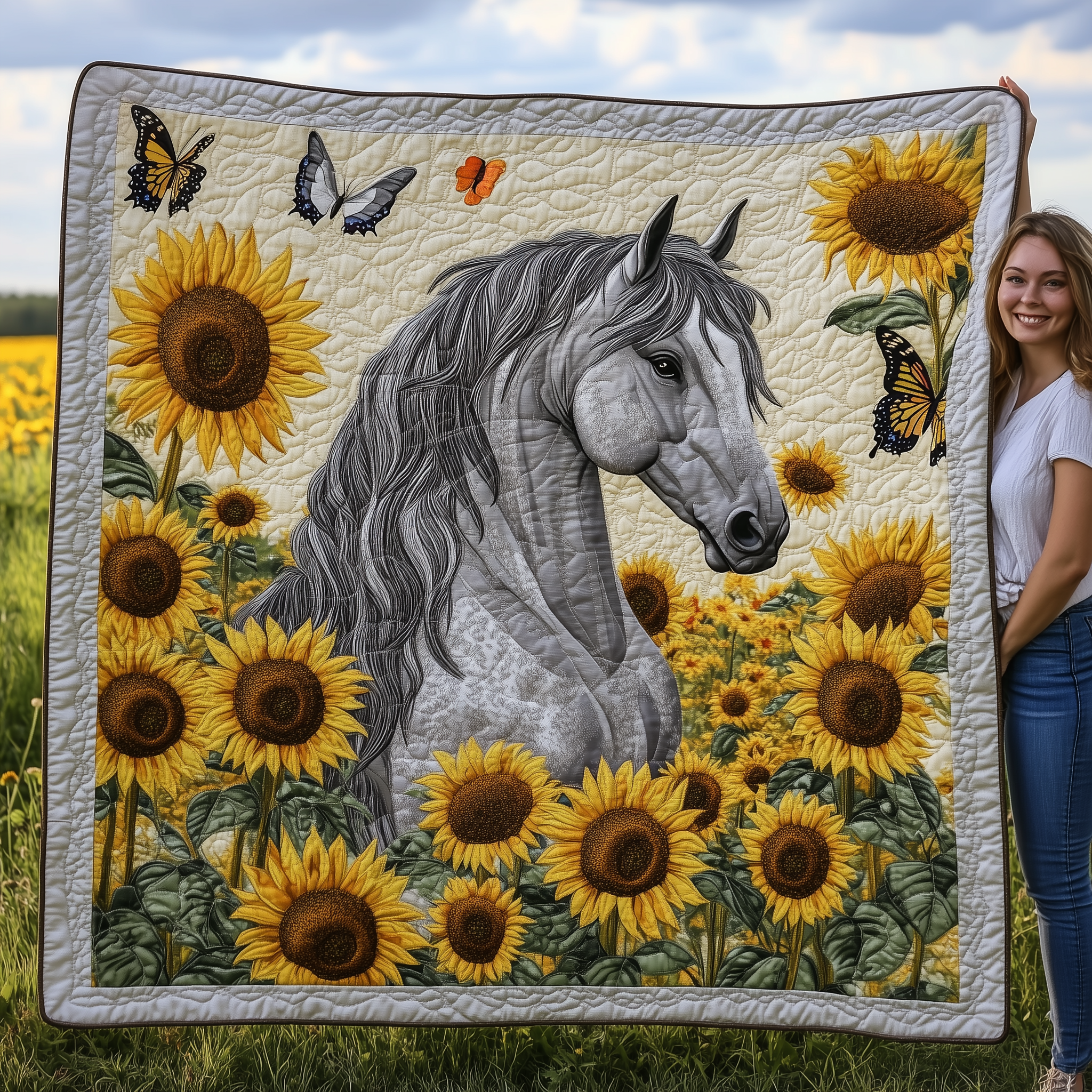 The Strong and Brave Horse Quilted Blanket Throw Blankets For Couch Gifts For People Who Like Horses The Strong and Brave Horse Quilted Blanket Throw Blankets For Couch Gifts For People Who Like Horses