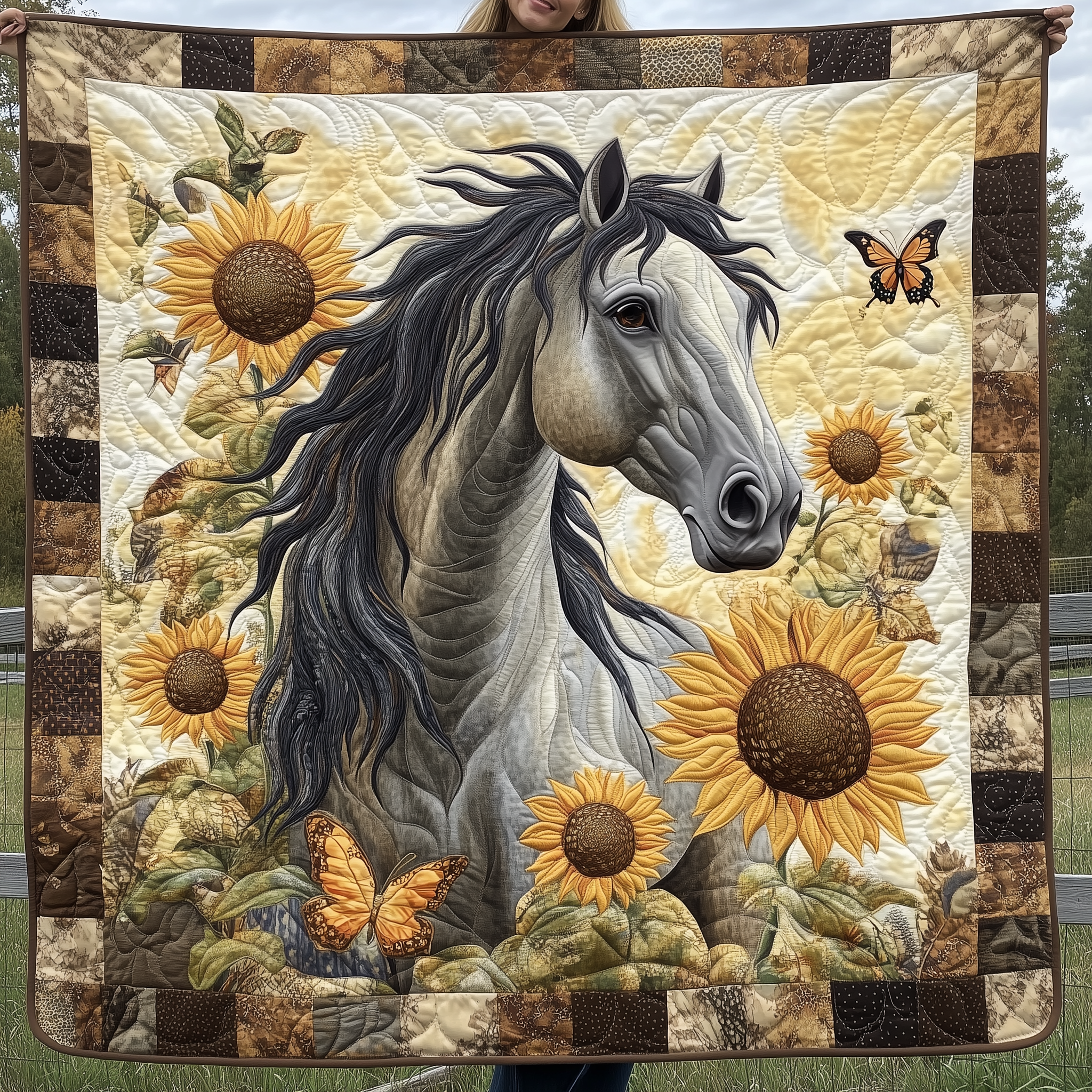 The Strong and Brave Horse Quilted Blanket Throw Blankets For Couch Horsey Christmas Gifts The Strong and Brave Horse Quilted Blanket Throw Blankets For Couch Horsey Christmas Gifts