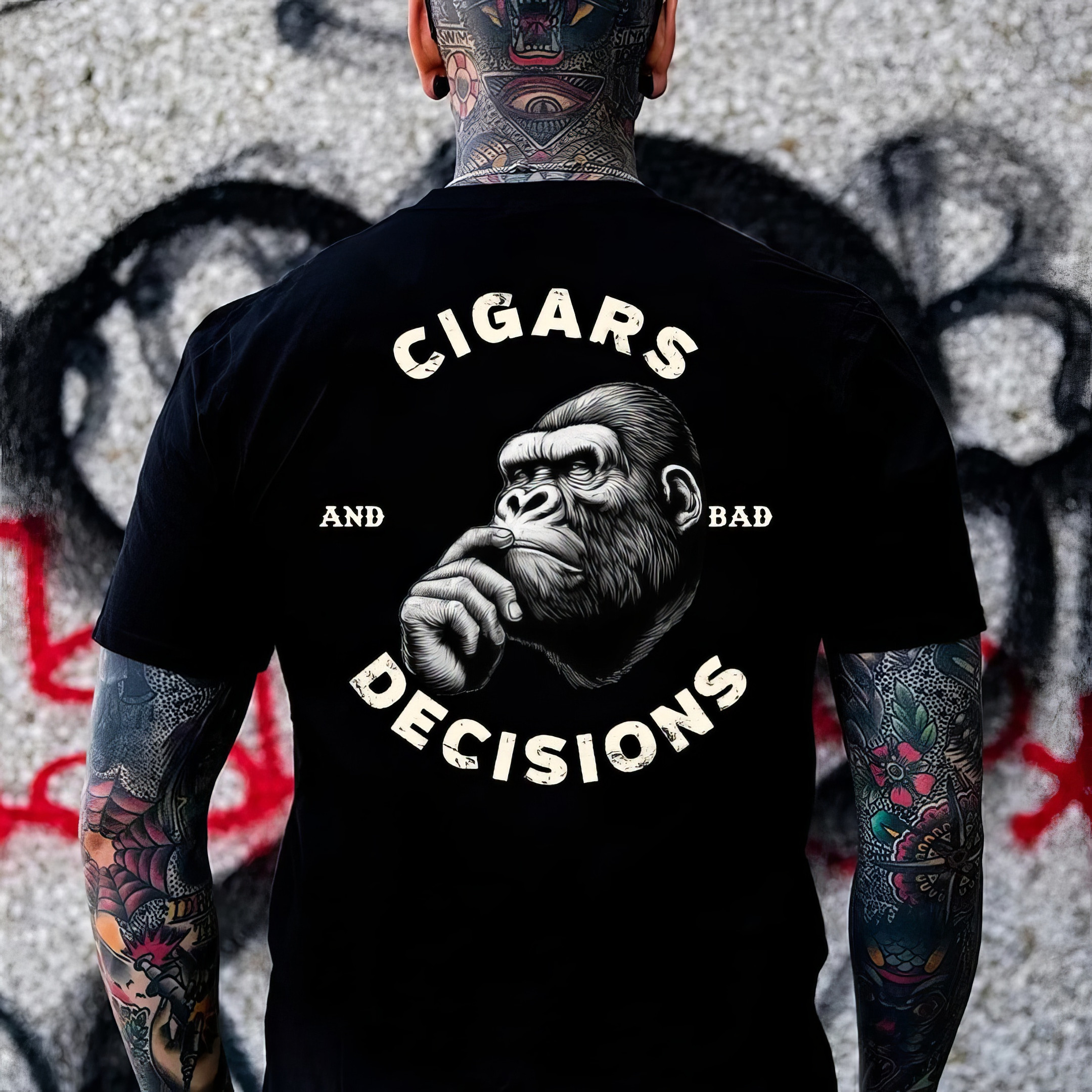 Thinking Monkey Cigars And Bad Decisions T-Shirt Gifts For New Dads Thinking Monkey Cigars And Bad Decisions T-Shirt Gifts For New Dads