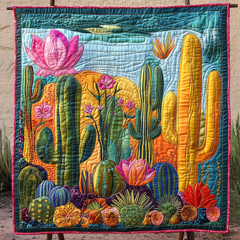 Thorny Oasis Quilted Blanket Cactus Themed Gifts Thorny Oasis Quilted Blanket Cactus Themed Gifts