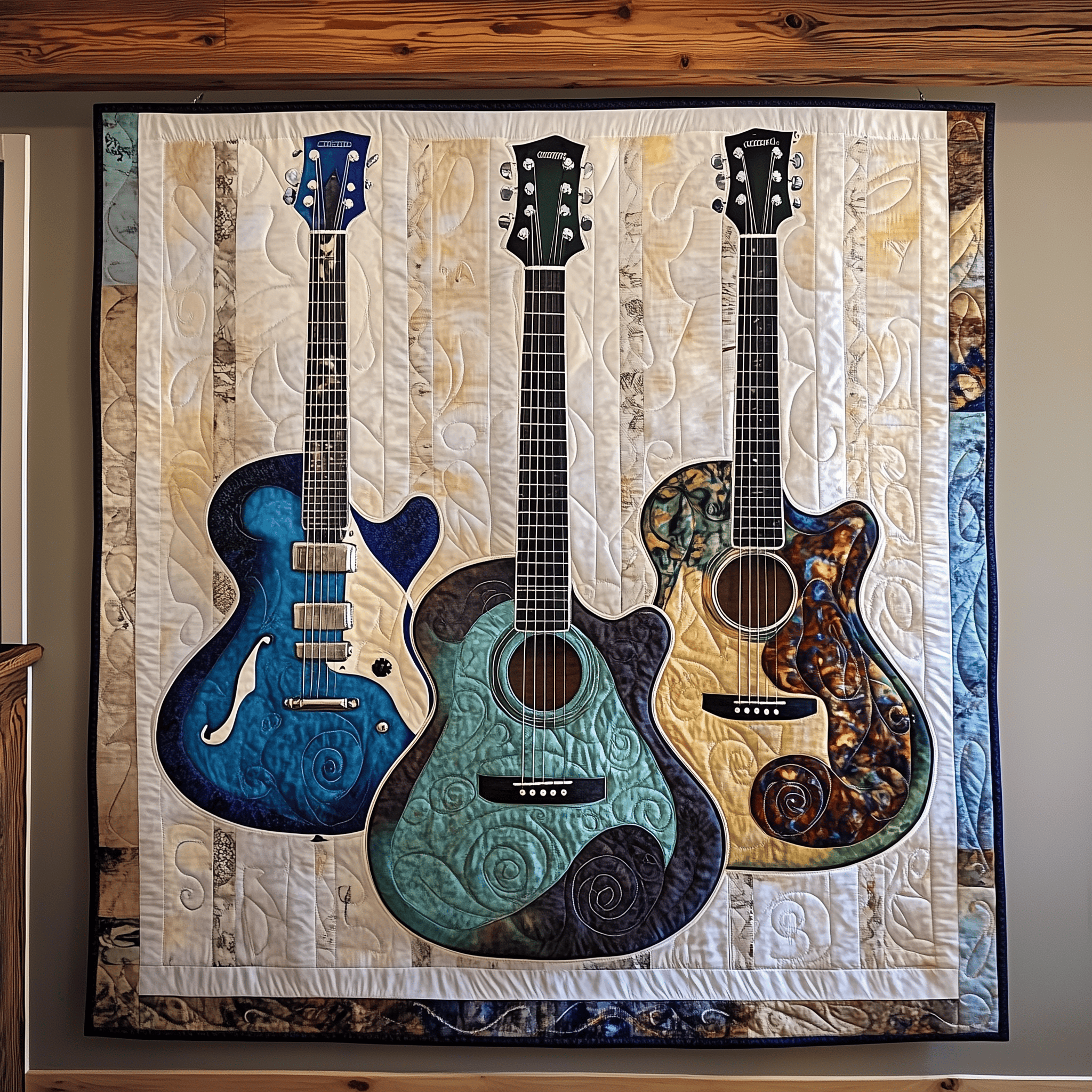 Three Guitars Quilted Blanket Feel the Elegance of a Blanket That's Truly Yours Three Guitars Quilted Blanket Feel the Elegance of a Blanket That's Truly Yours